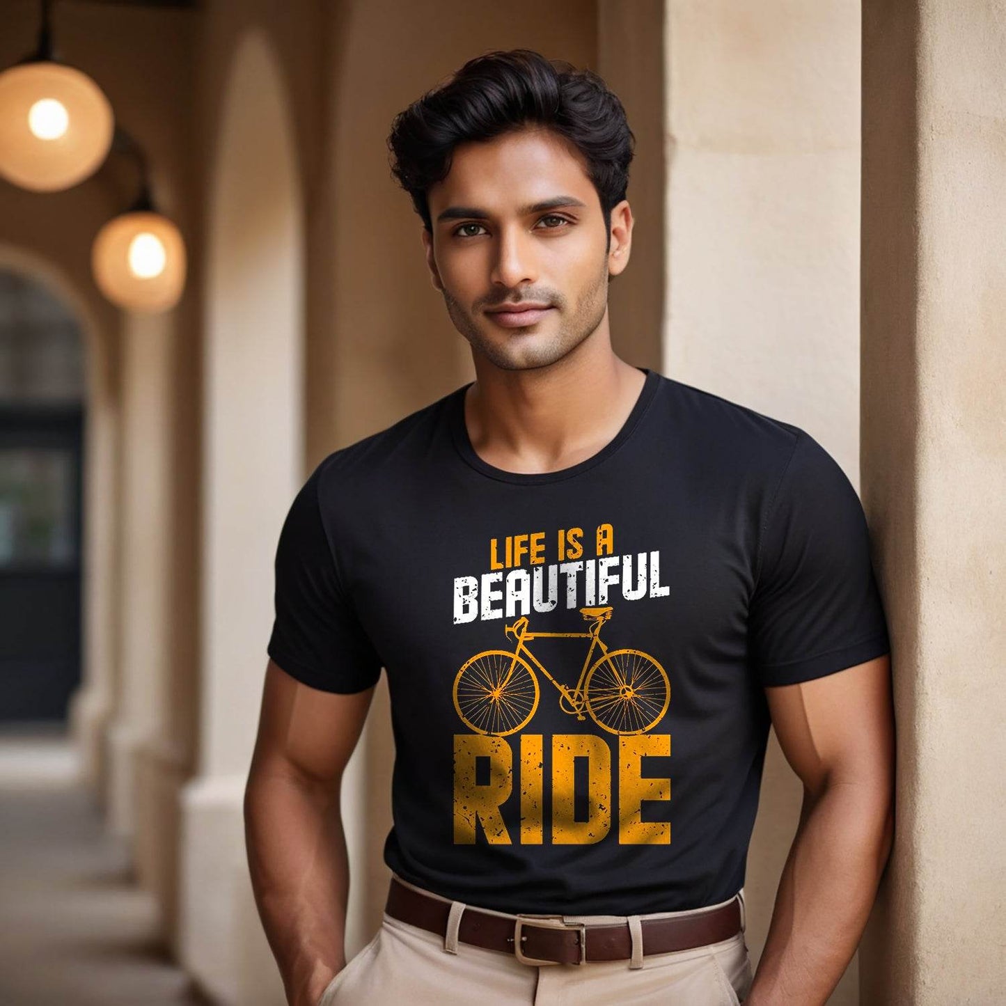 Life Is A Beautiful Ride - Unisex Round Neck Regular Fit 100% Combed Cotton Half Sleeve T-Shirt - Mojilo Mart