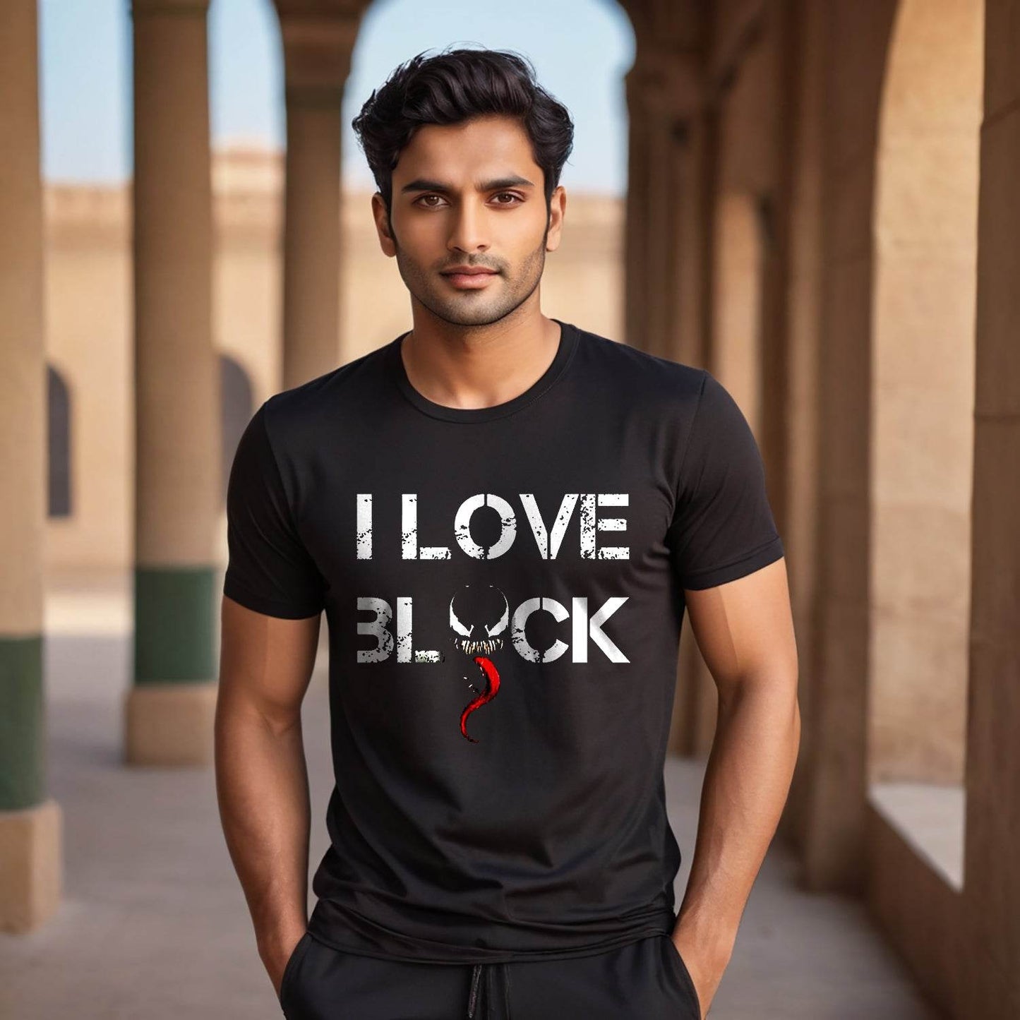 I LOVE BLACK - Unisex Round Neck Regular Fit 100% Combed Cotton Half Sleeve T-Shirt - Mojilo Mart
