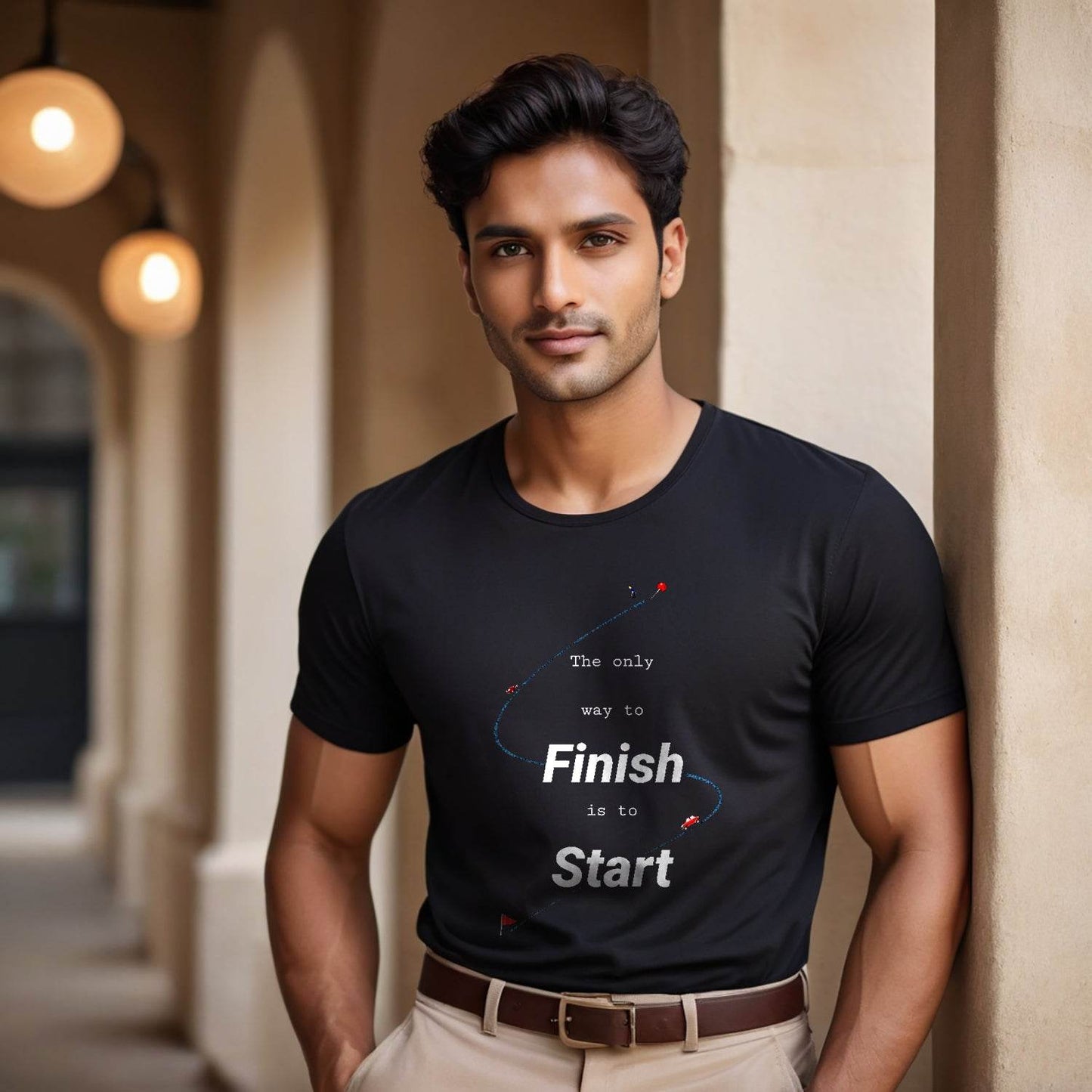 The Only Way To Finish Is To Start - Unisex Round Neck Regular Fit 100% Combed Cotton Half Sleeve T-Shirt - Mojilo Mart