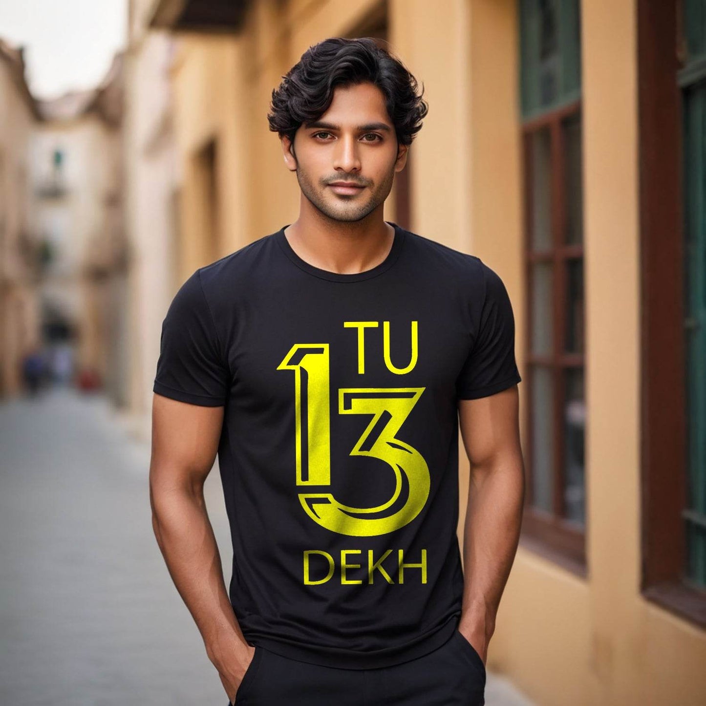 TU 13 DEKH - Unisex Round Neck Regular Fit 100% Combed Cotton Half Sleeve T-Shirt - Mojilo Mart