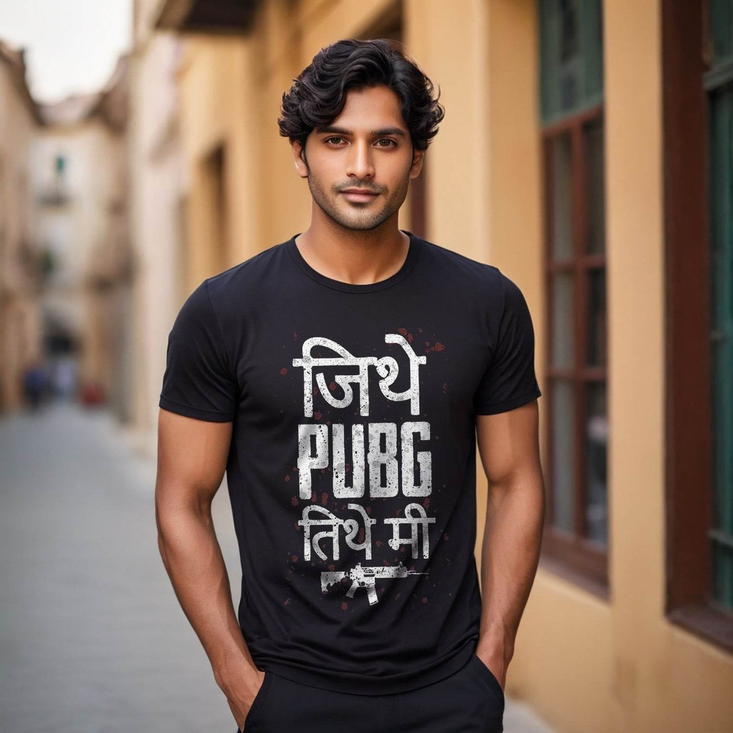 Jithe PUBG Tithe ME - Unisex Round Neck Regular Fit 100% Combed Cotton Half Sleeve T-Shirt - Mojilo Mart
