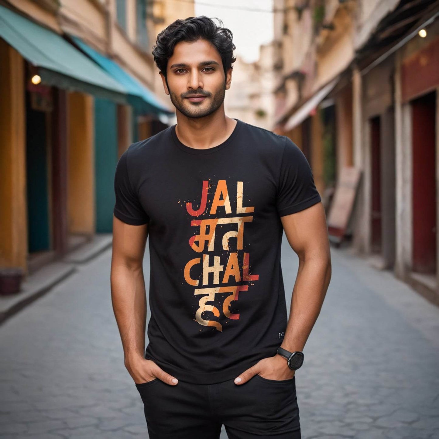 Jal Mat Chal Hat - Unisex Round Neck Regular Fit 100% Combed Cotton Half Sleeve T-Shirt - Mojilo Mart