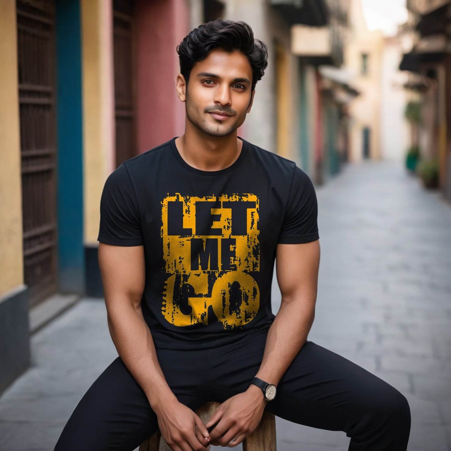 LET ME GO - Unisex Round Neck Regular Fit 100% Combed Cotton Half Sleeve T-Shirt - Mojilo Mart