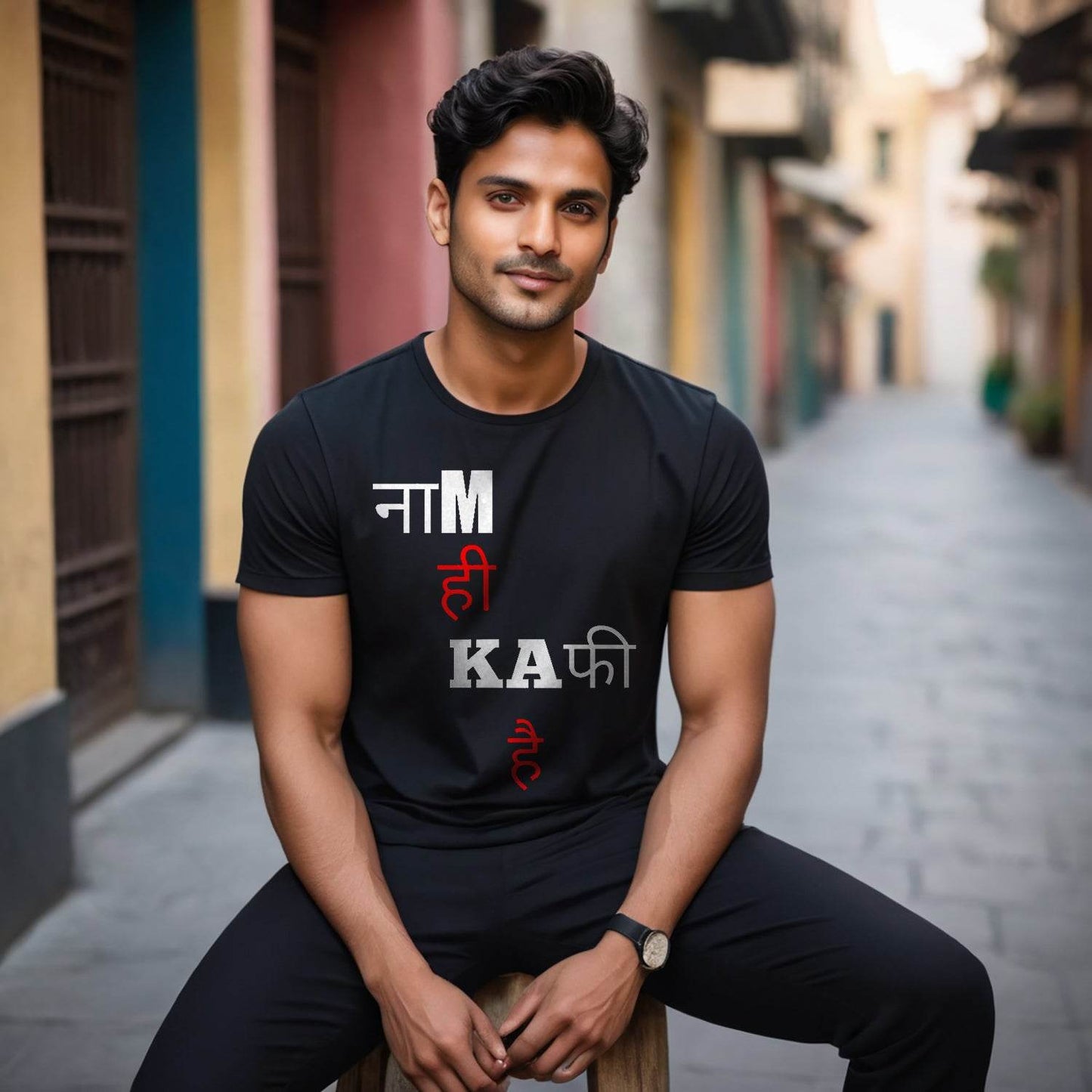 Naam Hi Kafi Hai Print - Unisex Round Neck Regular Fit 100% Combed Cotton Half Sleeve T-Shirt - Mojilo Mart