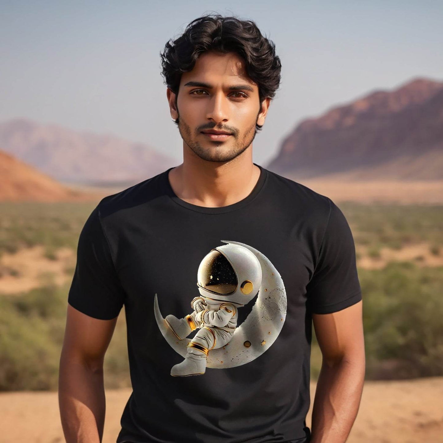 Astronaut Statue - Unisex Round Neck Regular Fit 100% Combed Cotton Half Sleeve T-Shirt - Mojilo Mart