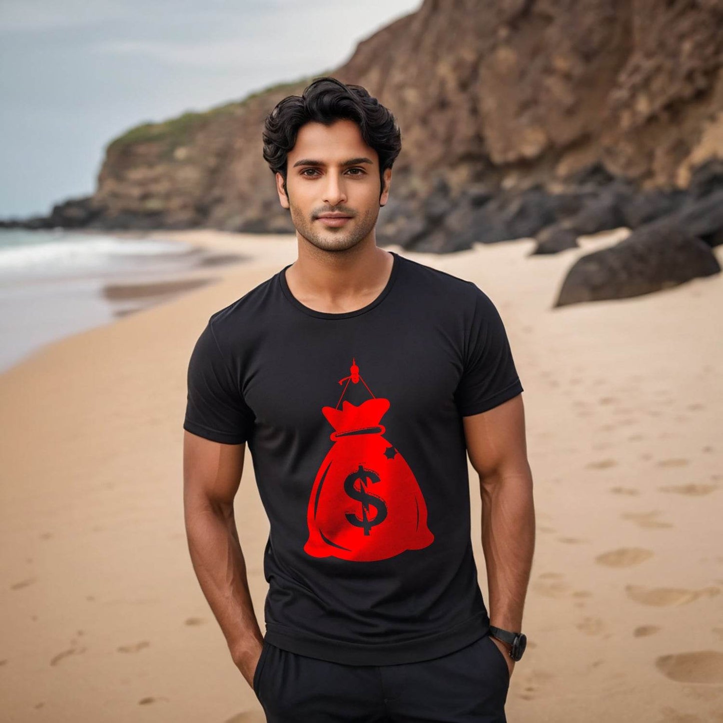 Save Money Icon Bag - Unisex Round Neck Regular Fit 100% Combed Cotton Half Sleeve T-Shirt - Mojilo Mart