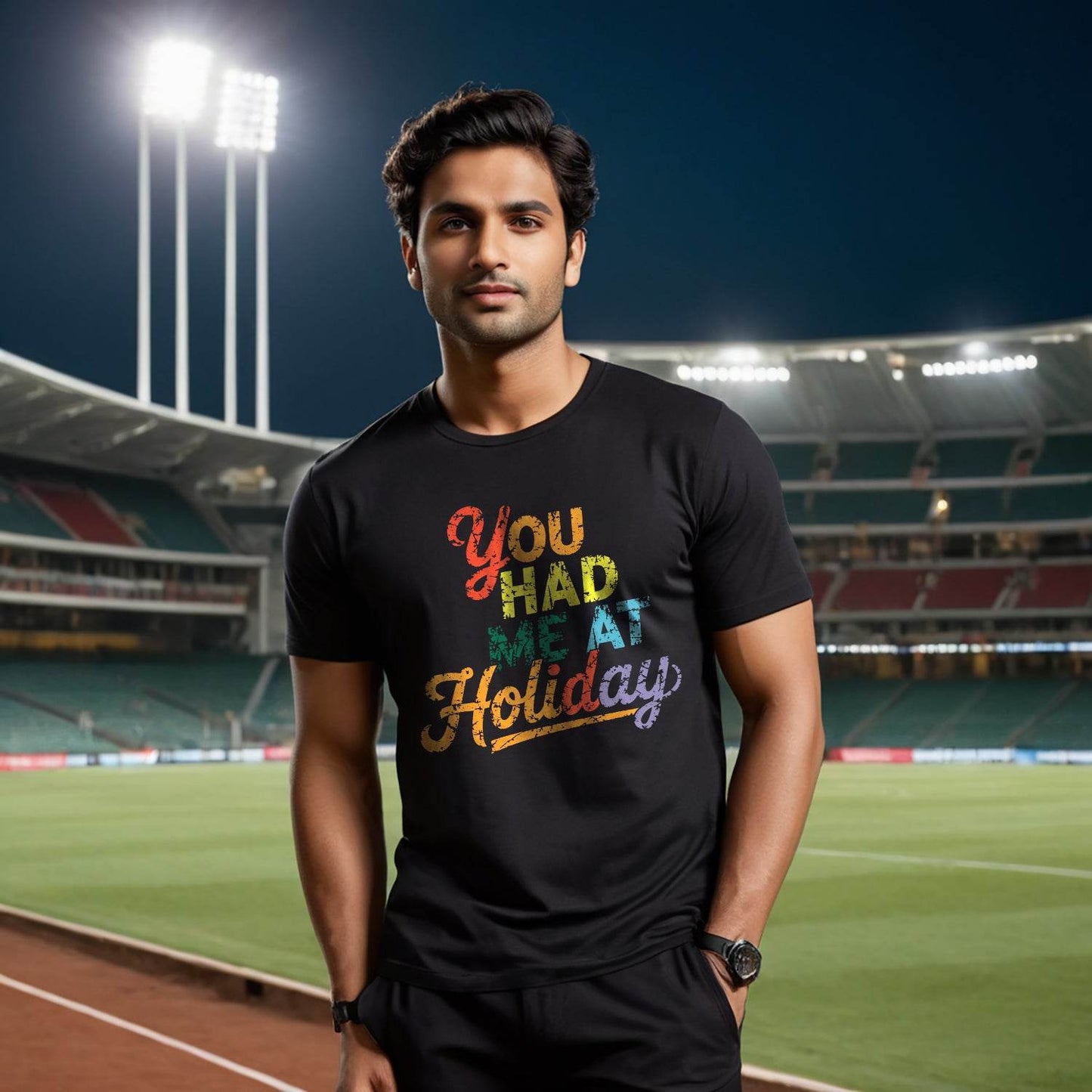 You HAD ME AT Holiday - Unisex Round Neck Regular Fit 100% Combed Cotton Half Sleeve T-Shirt - Mojilo Mart