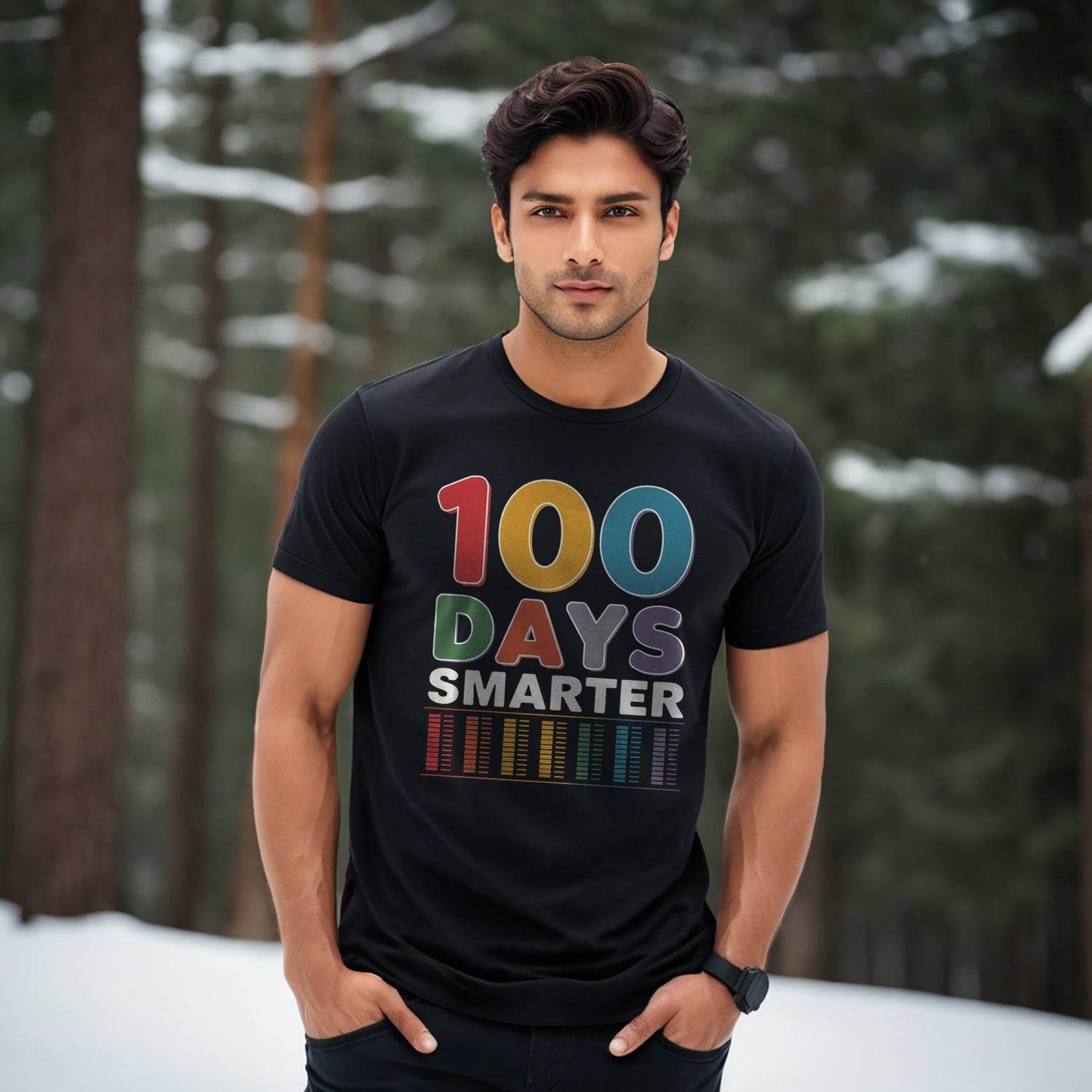 100 DAYS SMARTER - Unisex Round Neck Regular Fit 100% Combed Cotton Half Sleeve T-Shirt - Mojilo Mart