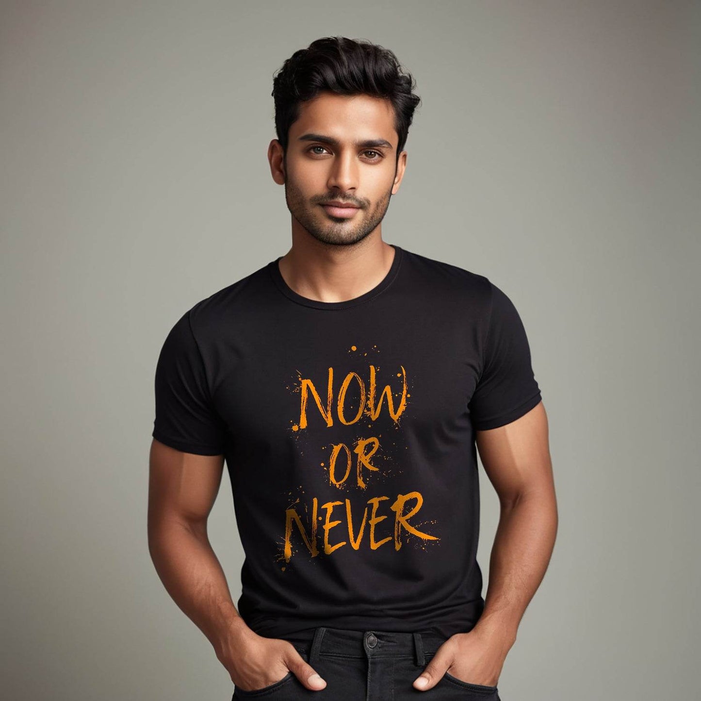 Now Or Never - Unisex Round Neck Regular Fit 100% Combed Cotton Half Sleeve T-Shirt - Mojilo Mart