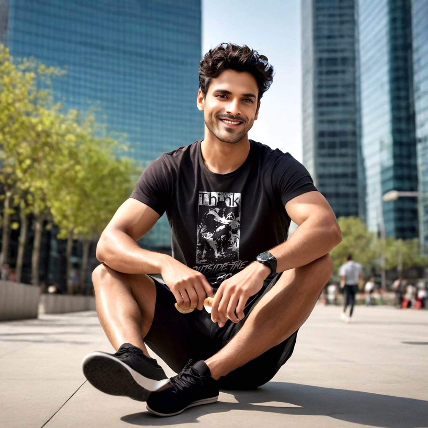 Think OUTSIDE THE BOX - Unisex Round Neck Regular Fit 100% Combed Cotton Half Sleeve T-Shirt - Mojilo Mart