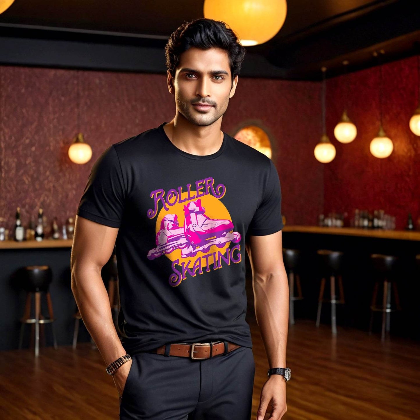 ROLLER SKATING - Unisex Round Neck Regular Fit 100% Combed Cotton Half Sleeve T-Shirt - Mojilo Mart