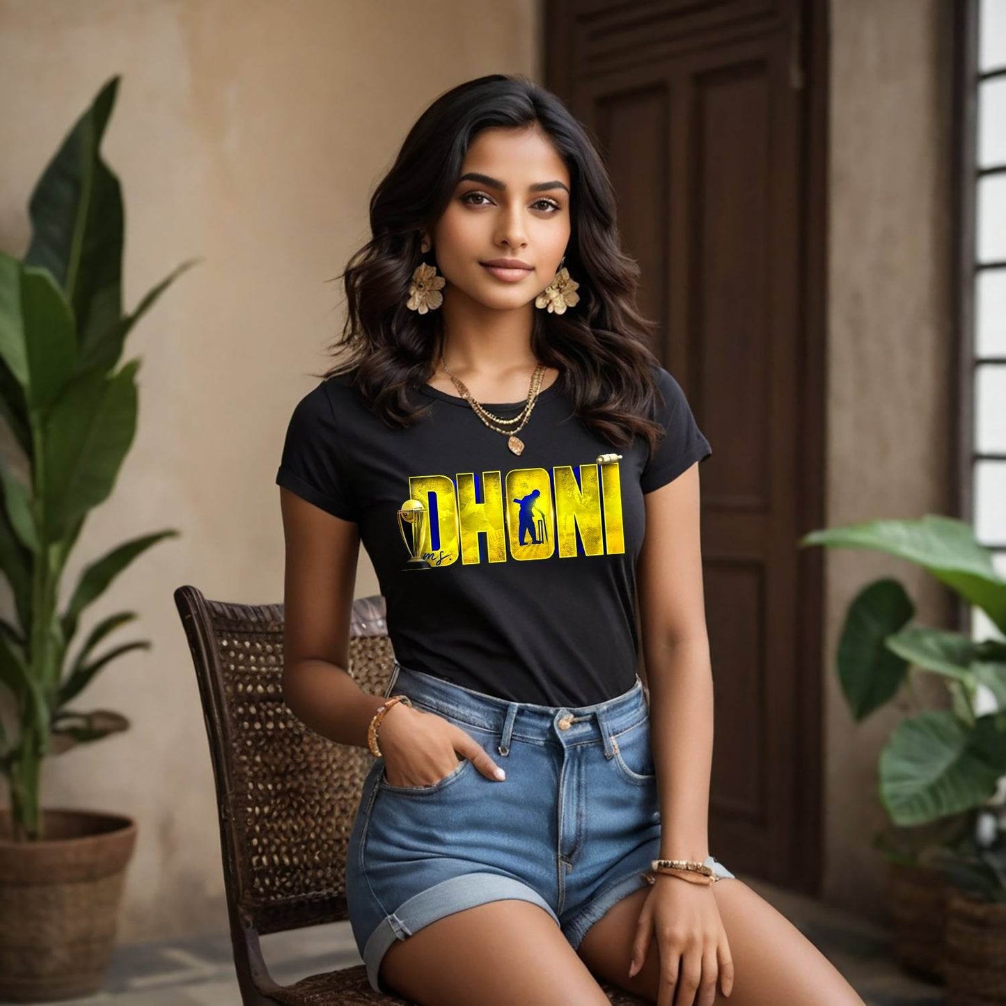 Multicolour Dhoni Edition - Unisex Round Neck Regular Fit 100% Combed Cotton Half Sleeve T-Shirt - Mojilo Mart