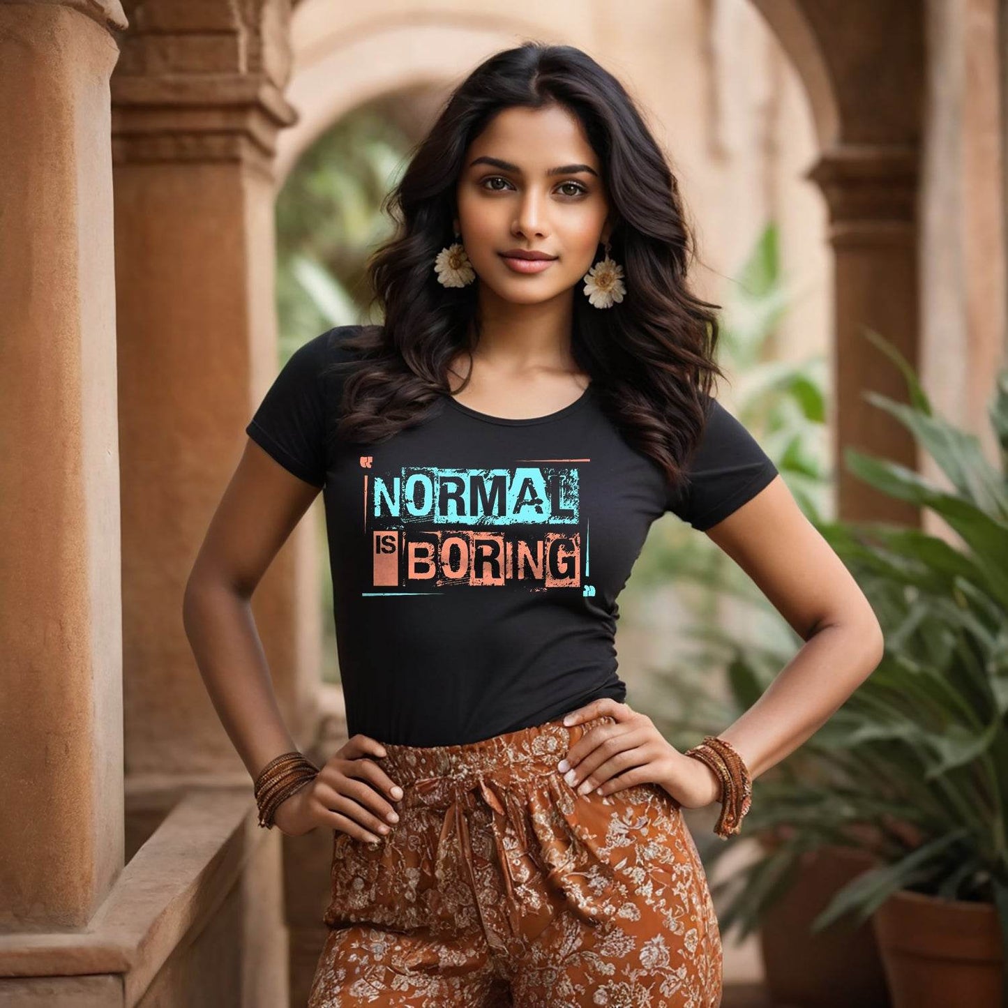 Normal Is Boring - Unisex Round Neck Regular Fit 100% Combed Cotton Half Sleeve T-Shirt - Mojilo Mart
