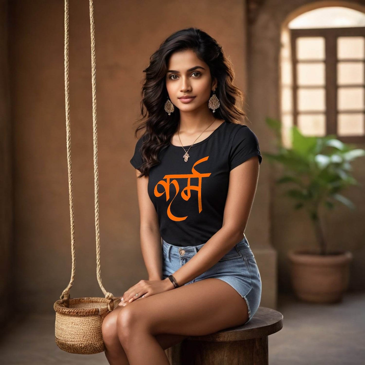 Karma in Sanskrit - Unisex Round Neck Regular Fit 100% Combed Cotton Half Sleeve T-Shirt - Mojilo Mart