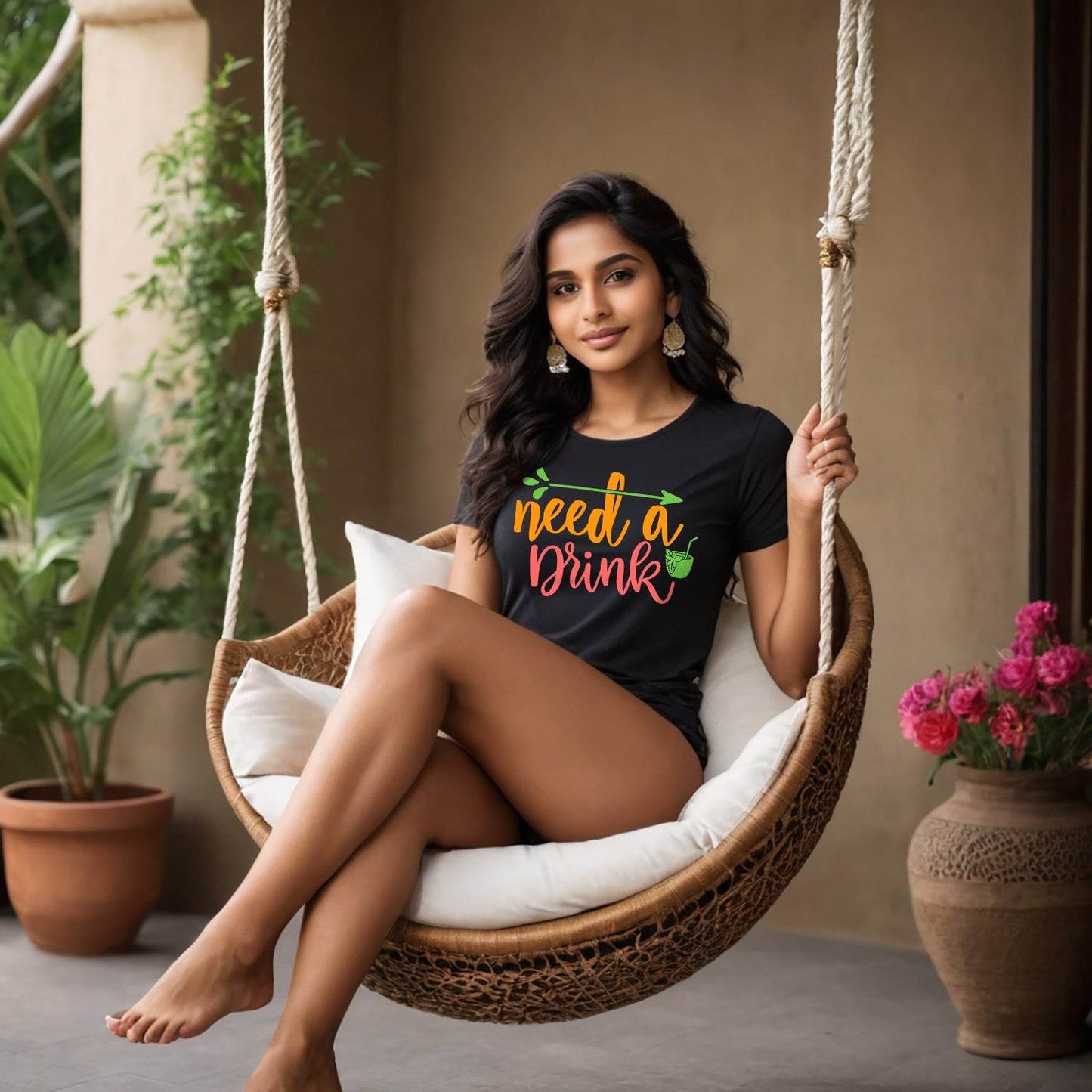Need A Drink - Unisex Round Neck Regular Fit 100% Combed Cotton Half Sleeve T-Shirt - Mojilo Mart