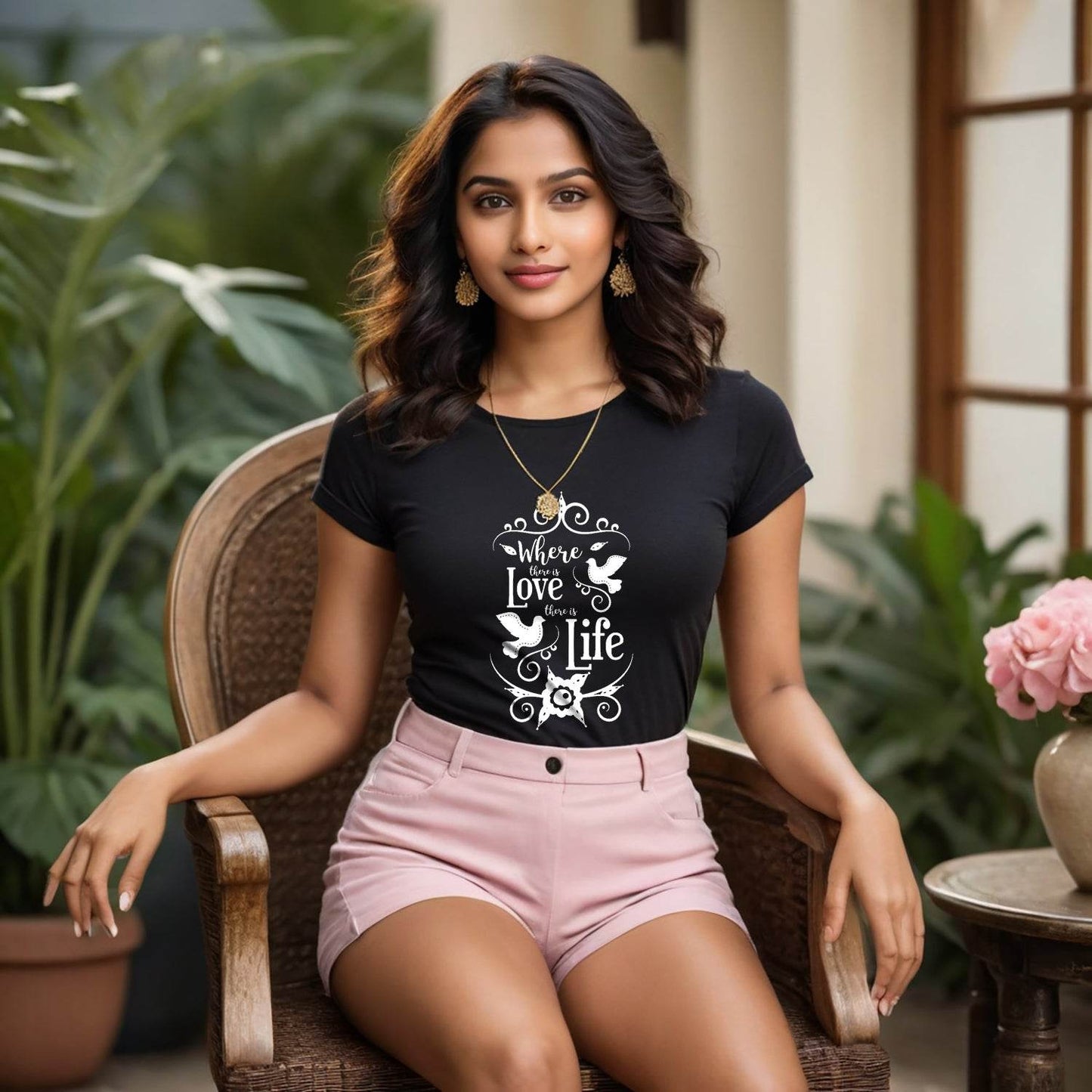 Where There Is Love There is Life - Unisex Round Neck Regular Fit 100% Combed Cotton Half Sleeve T-Shirt - Mojilo Mart