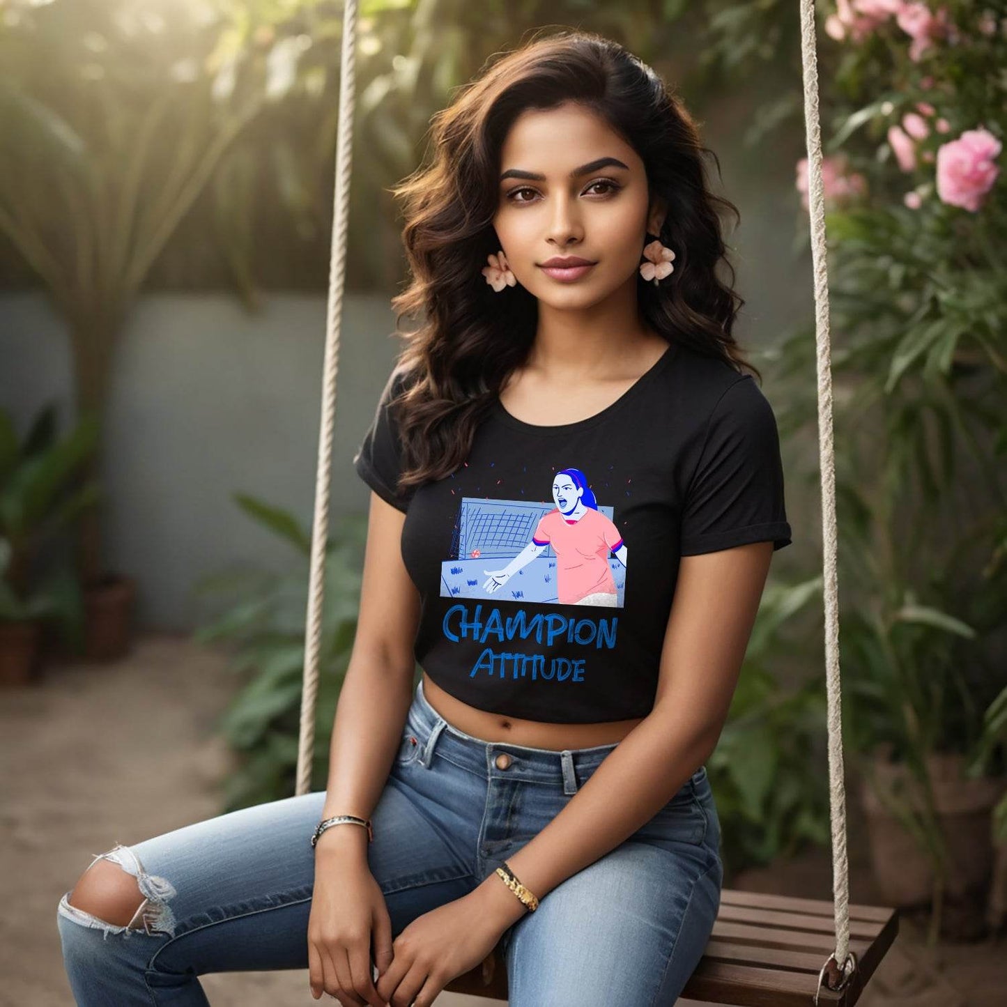 Champion Attitude - Unisex Round Neck Regular Fit 100% Combed Cotton Half Sleeve T-Shirt - Mojilo Mart