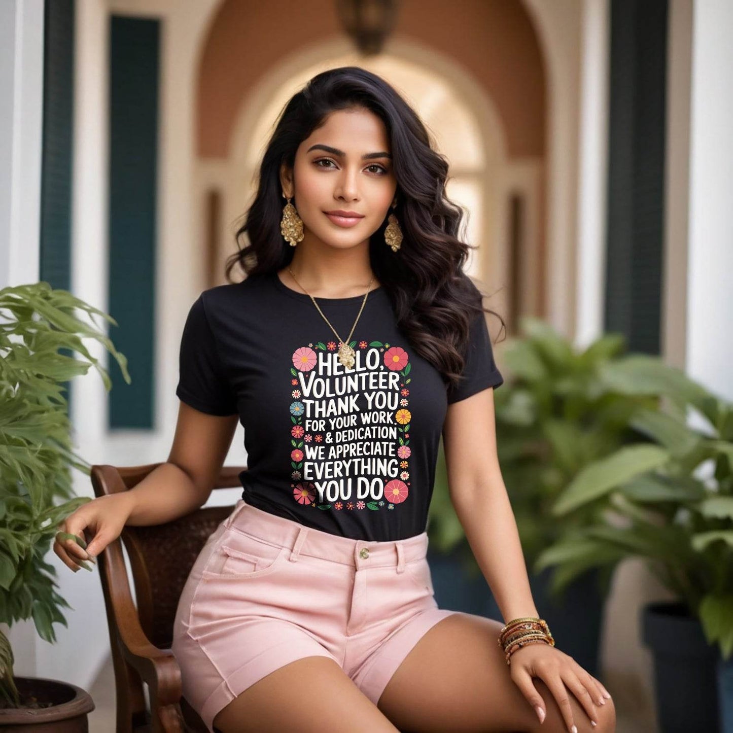 Hello, Volunteer Thank You For Your Work & Dedication We Appreciate Everything You Do - Unisex Round Neck Regular Fit 100% Combed Cotton Half Sleeve T-Shirt - Mojilo Mart