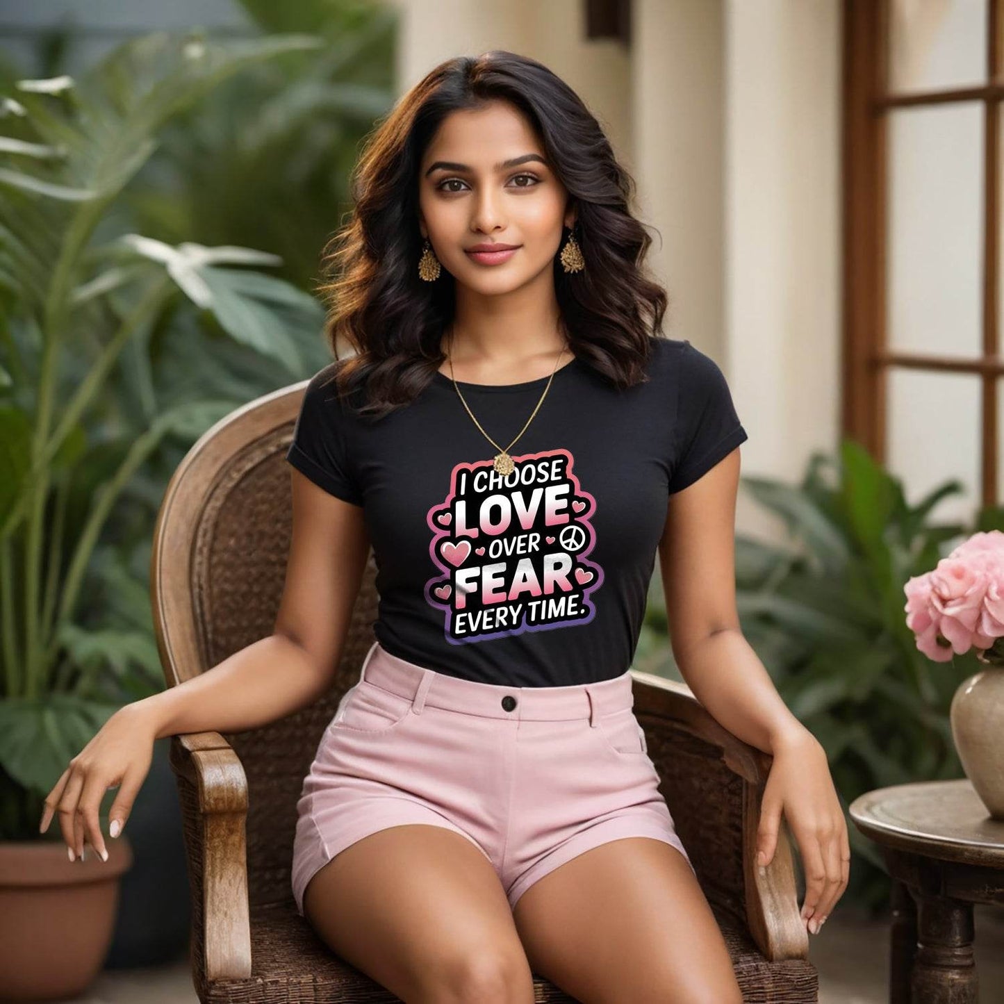 I Choose Love Over Fear Every Time - Unisex Round Neck Regular Fit 100% Combed Cotton Half Sleeve T-Shirt - Mojilo Mart