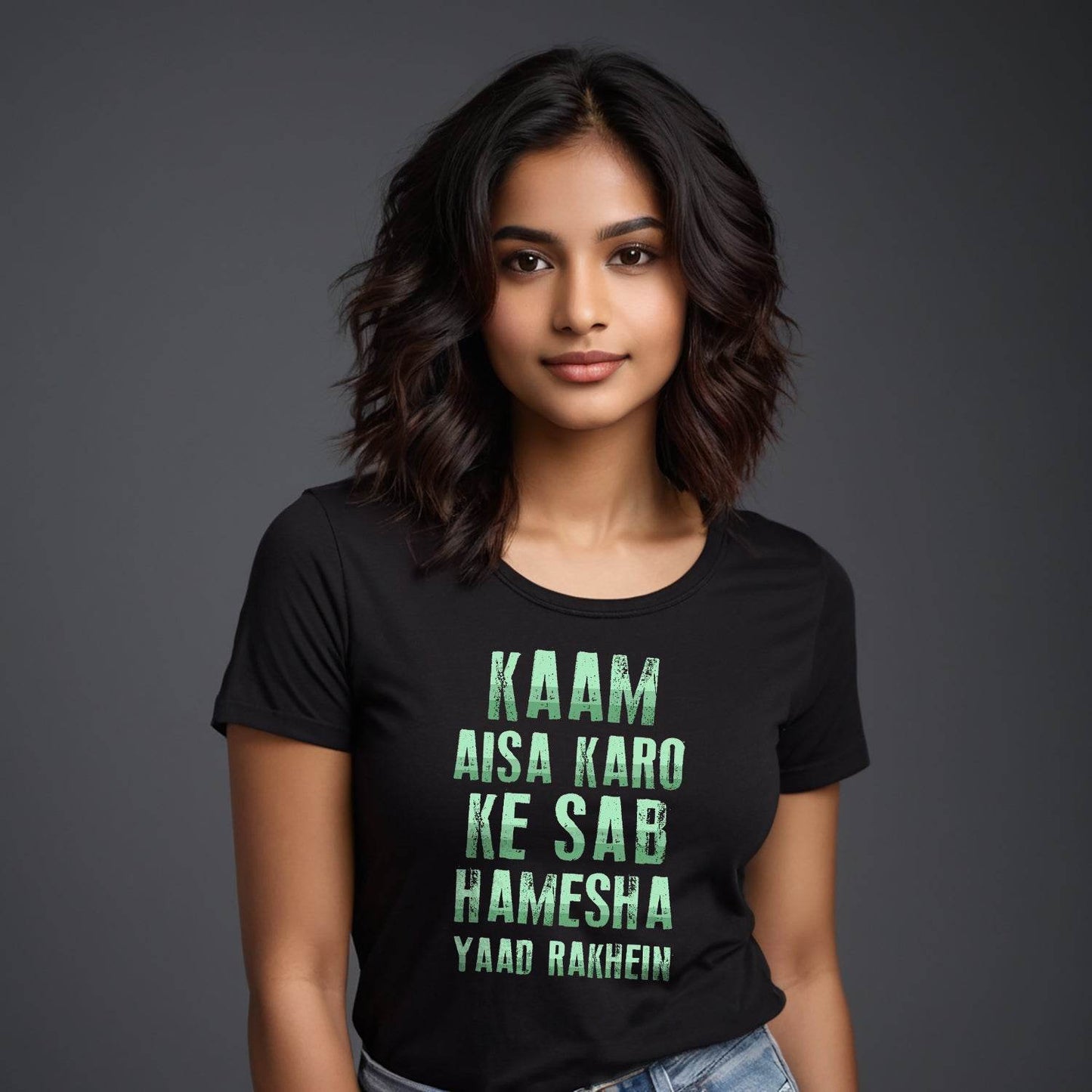 Kaam Aisa Karo Ke Sab Hamesha Yaad Rakhein - Unisex Round Neck Regular Fit 100% Combed Cotton Half Sleeve T-Shirt - Mojilo Mart