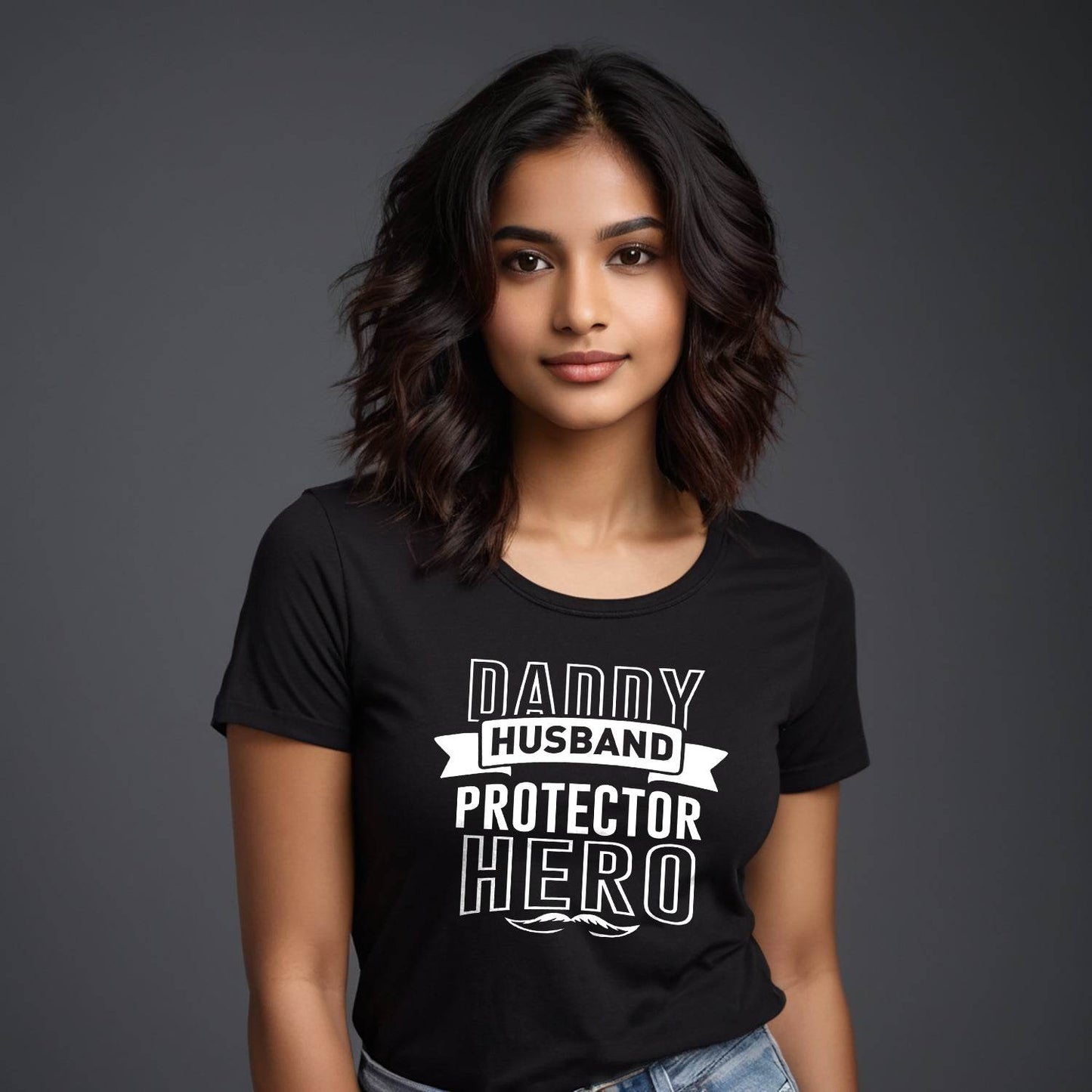 DADDY HUSBAND PROTECTOR HERO - Unisex Round Neck Regular Fit 100% Combed Cotton Half Sleeve T-Shirt - Mojilo Mart