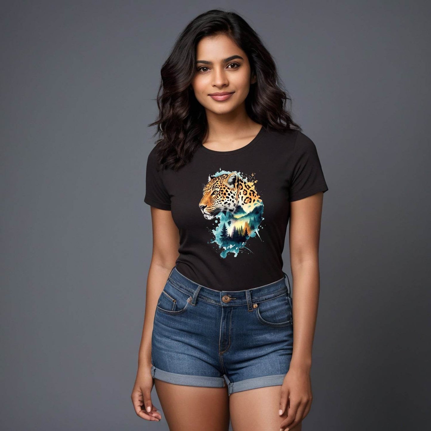 Panther Beast Animal World Predator Wild - Unisex Round Neck Regular Fit 100% Combed Cotton Half Sleeve T-Shirt - Mojilo Mart