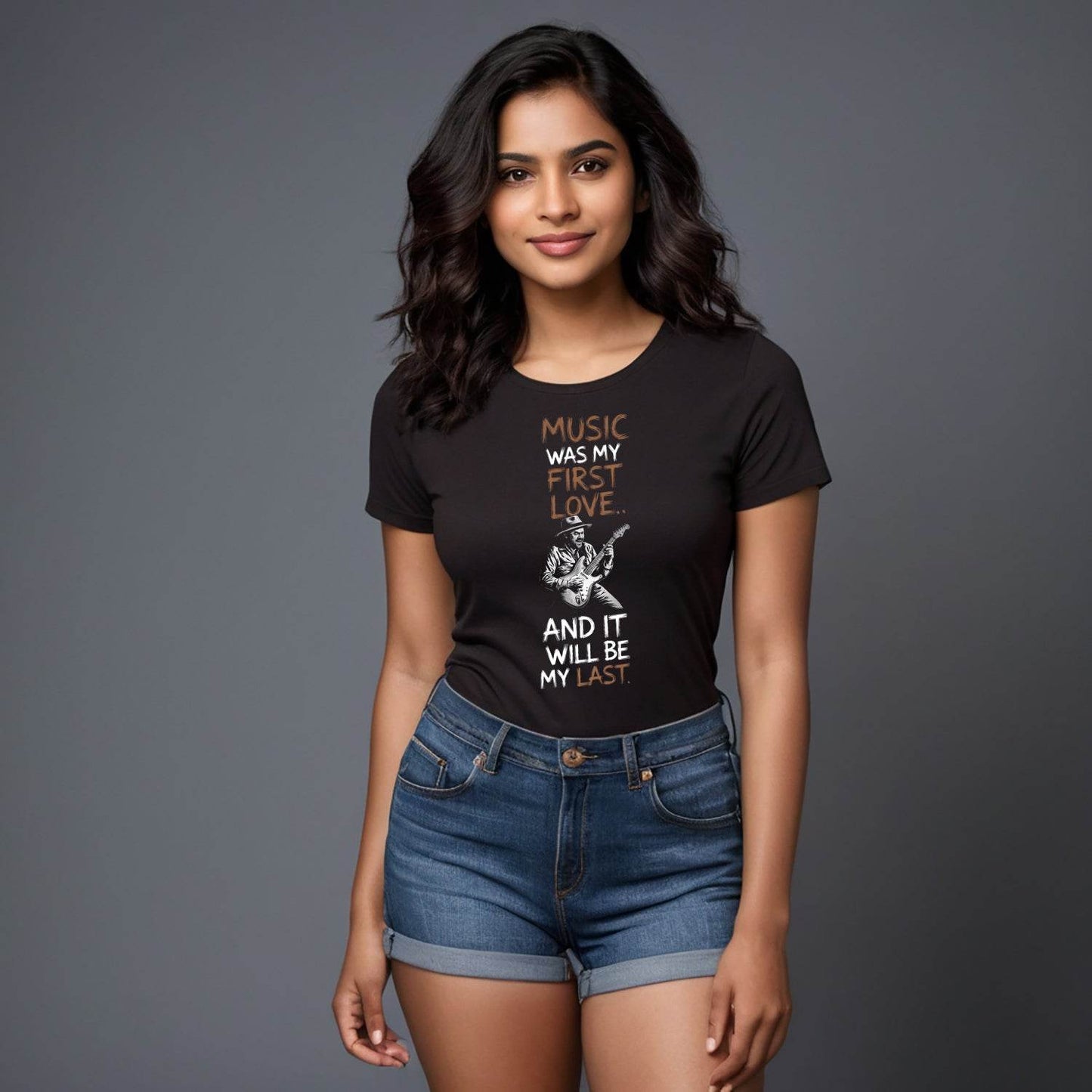 MUSIC WAS MY FIRST LOVE AND IT WILL BE MY LAST - Unisex Round Neck Regular Fit 100% Combed Cotton Half Sleeve T-Shirt - Mojilo Mart