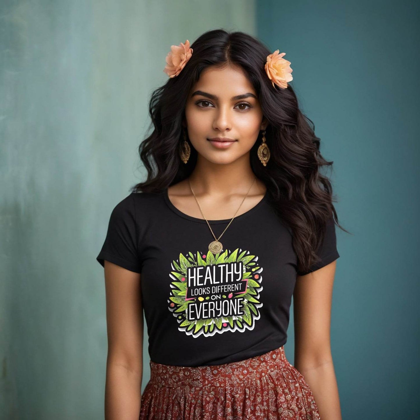 HEALTHY LOOKS DIFFERENT ON EVERYONE - Unisex Round Neck Regular Fit 100% Combed Cotton Half Sleeve T-Shirt - Mojilo Mart