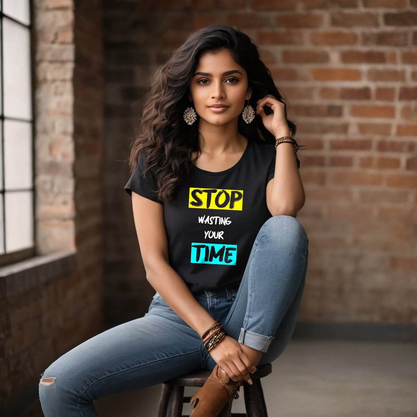 STOP Wasting Your Time - Unisex Round Neck Regular Fit 100% Combed Cotton Half Sleeve T-Shirt - Mojilo Mart