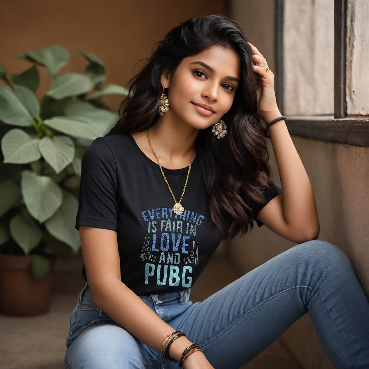 Everything Is Fair In Love And PUBG - Unisex Round Neck Regular Fit 100% Combed Cotton Half Sleeve T-Shirt - Mojilo Mart