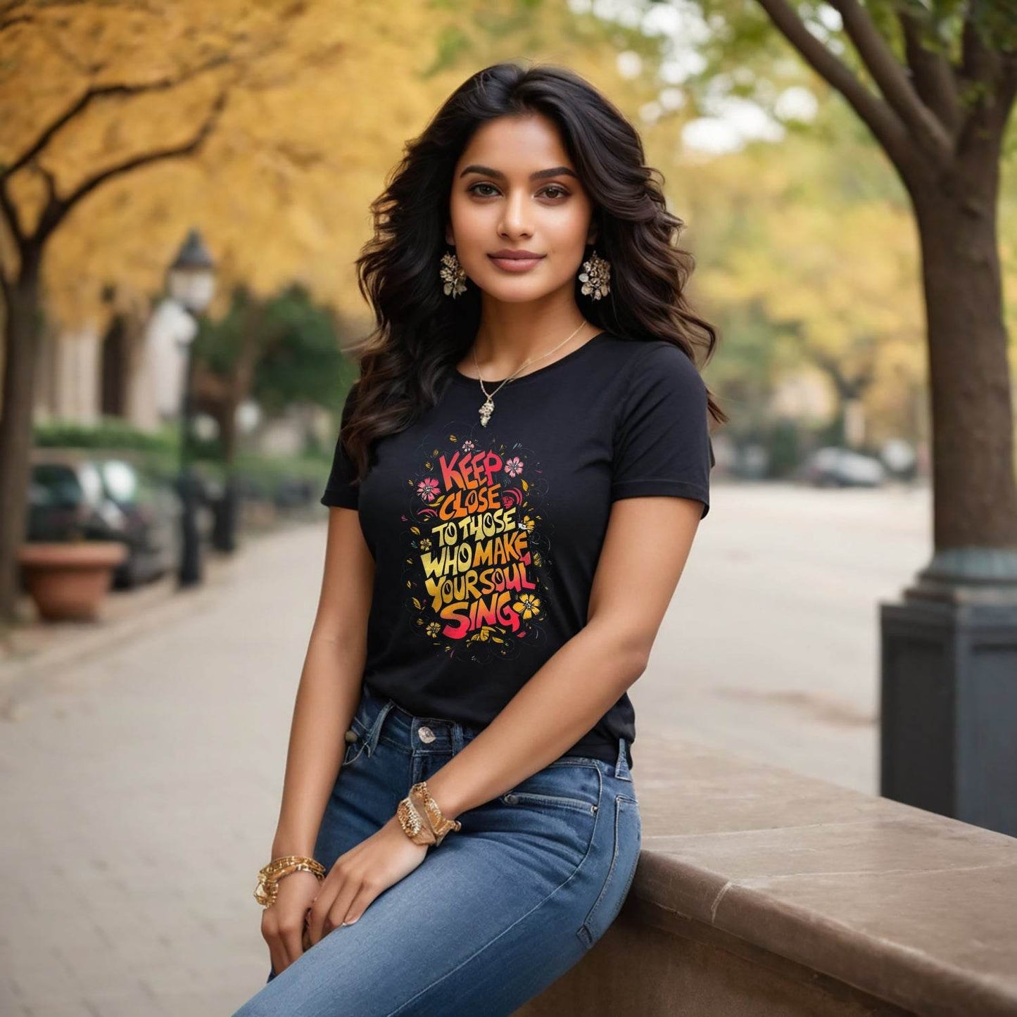 KEEP CLOSE TO THOSE WHO MAKE YOUR SOUL SING - Unisex Round Neck Regular Fit 100% Combed Cotton Half Sleeve T-Shirt - Mojilo Mart
