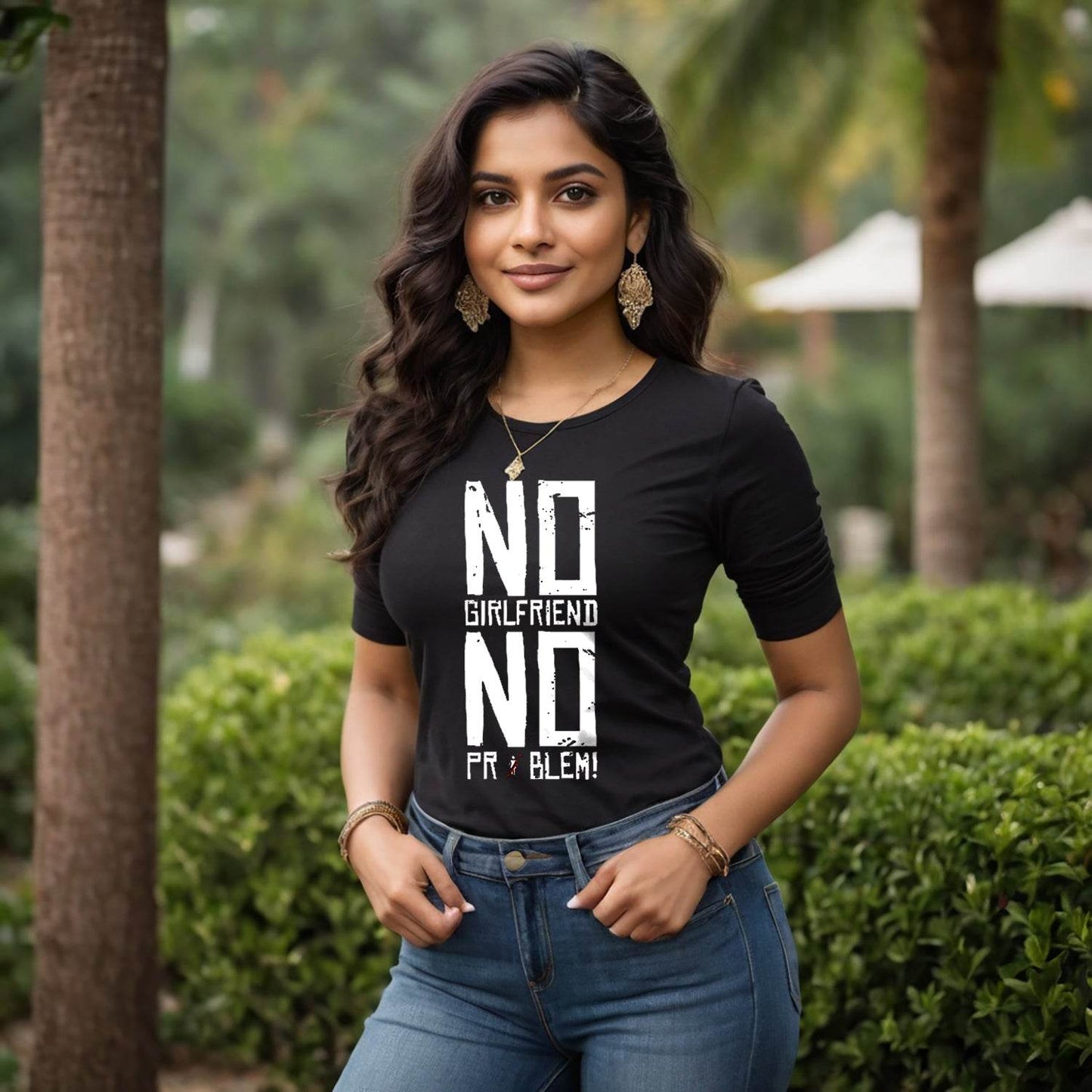 NO GIRLFRIEND NO PROBLEM - Unisex Round Neck Regular Fit 100% Combed Cotton Half Sleeve T-Shirt - Mojilo Mart