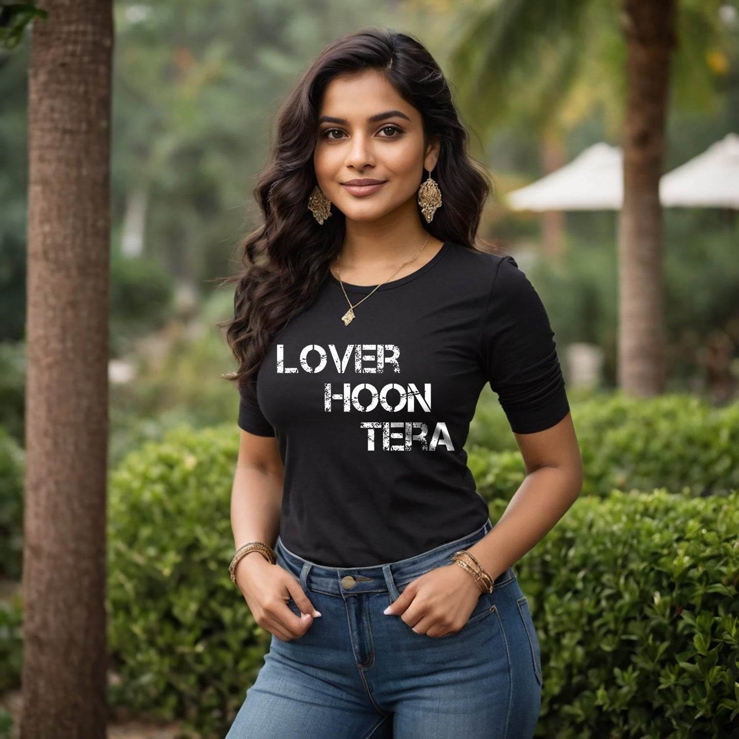LOVER HOON TERA - Unisex Round Neck Regular Fit 100% Combed Cotton Half Sleeve T-Shirt - Mojilo Mart