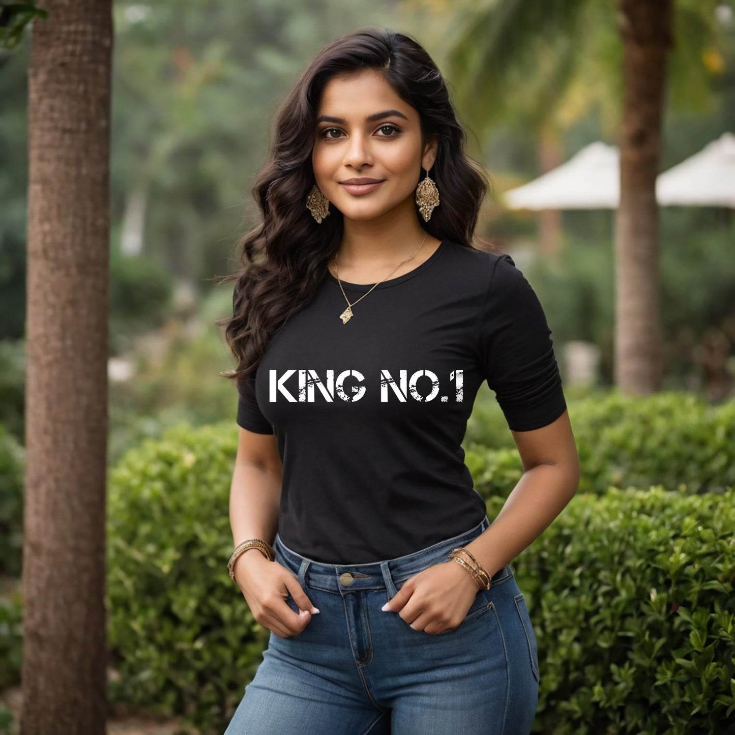 KING NO.1 - Unisex Round Neck Regular Fit 100% Combed Cotton Half Sleeve T-Shirt - Mojilo Mart
