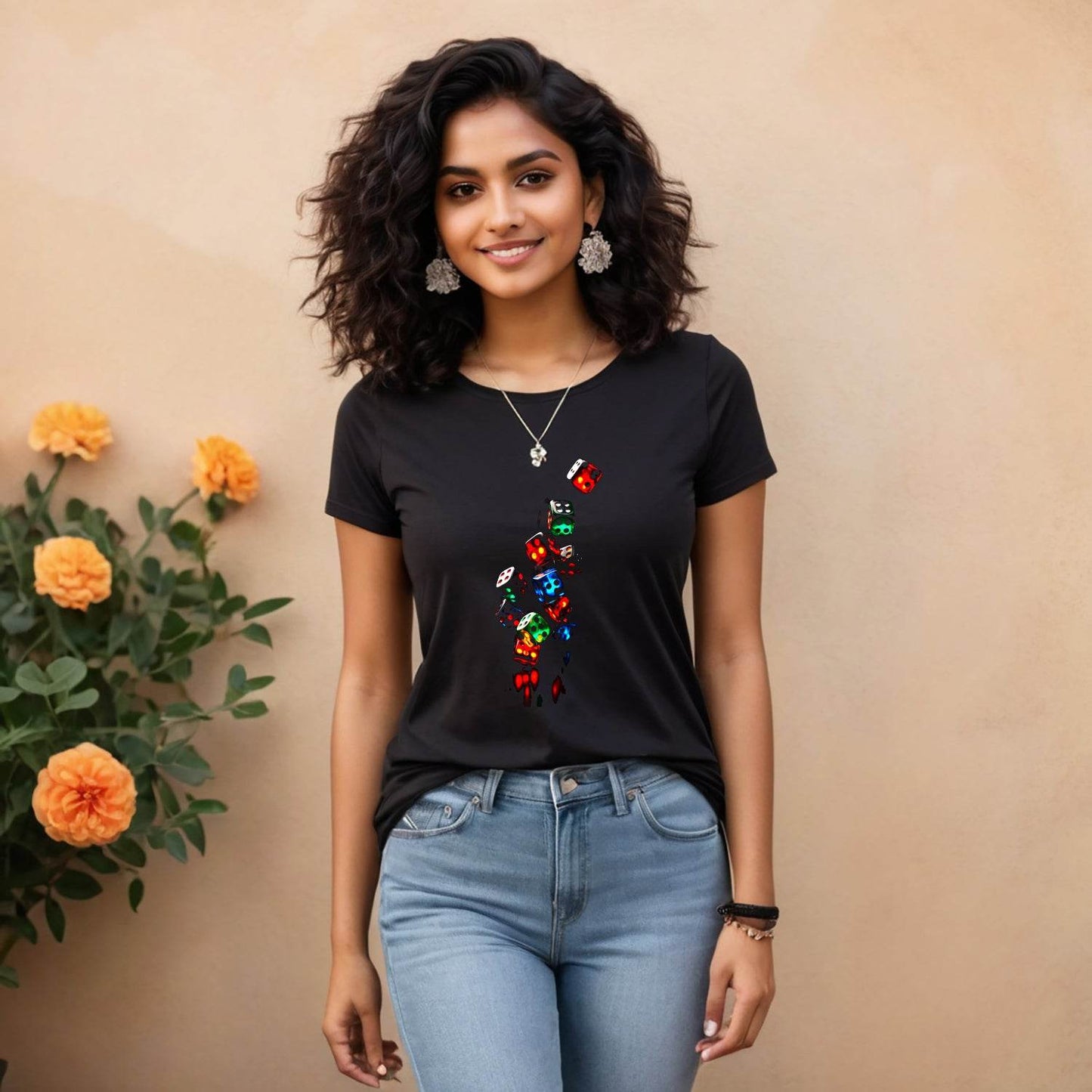 DICE GAME - Unisex Round Neck Regular Fit 100% Combed Cotton Half Sleeve T-Shirt - Mojilo Mart