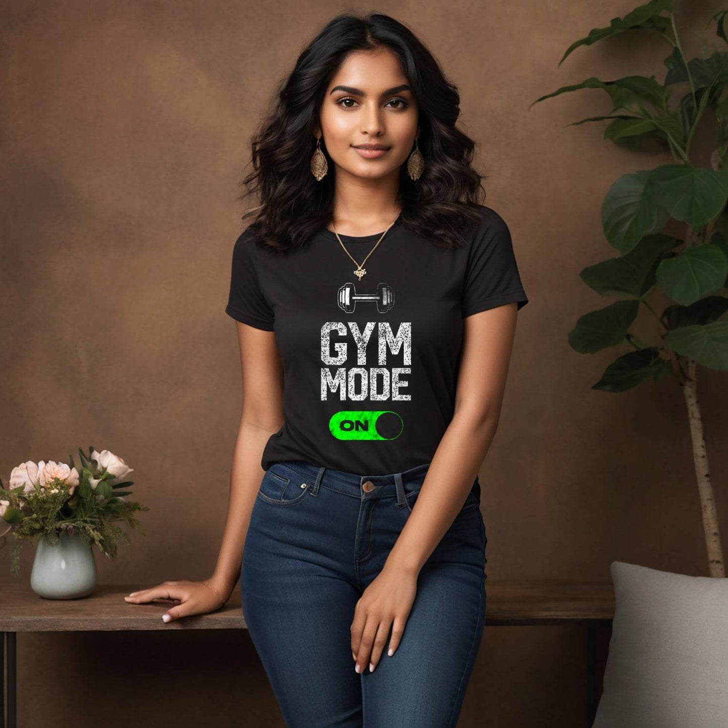 Gym Mode On - Unisex Round Neck Regular Fit 100% Combed Cotton Half Sleeve T-Shirt - Mojilo Mart