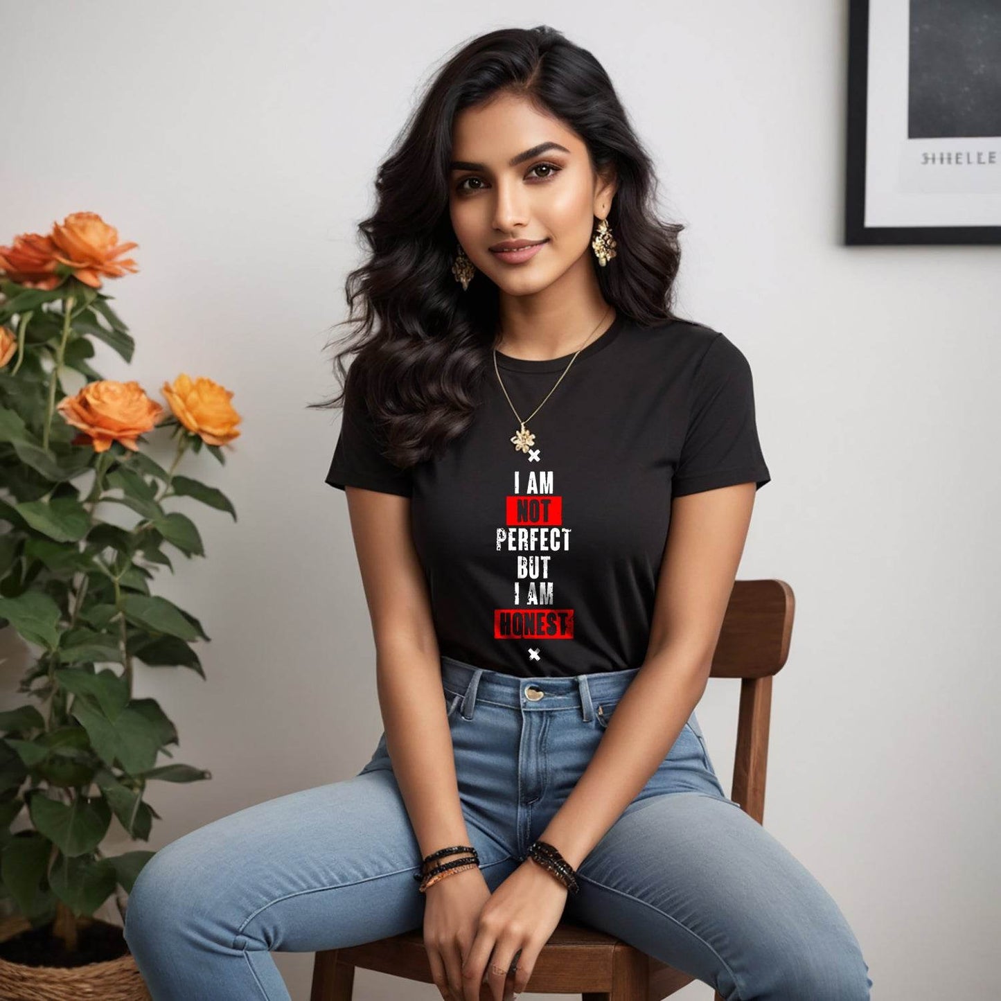 I AM NOT PERFECT BUT I AM HONEST - Unisex Round Neck Regular Fit 100% Combed Cotton Half Sleeve T-Shirt - Mojilo Mart