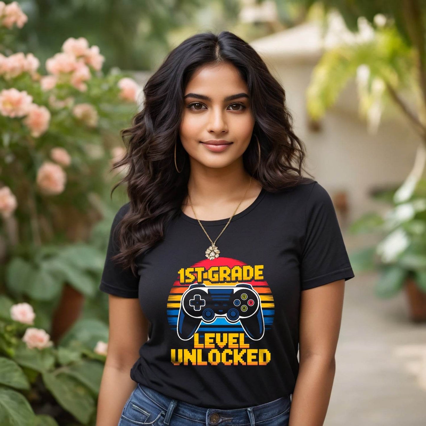 Game 1ST GRADE + LEVEL UNLOCKED - Unisex Round Neck Regular Fit 100% Combed Cotton Half Sleeve T-Shirt - Mojilo Mart