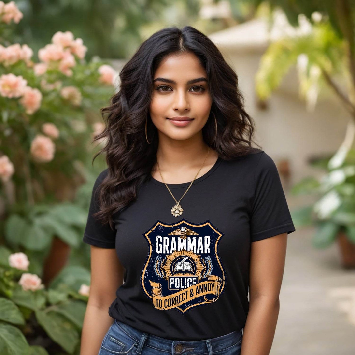 GRAMMAR POLICE TO CORRECT & ANNOY - Unisex Round Neck Regular Fit 100% Combed Cotton Half Sleeve T-Shirt - Mojilo Mart