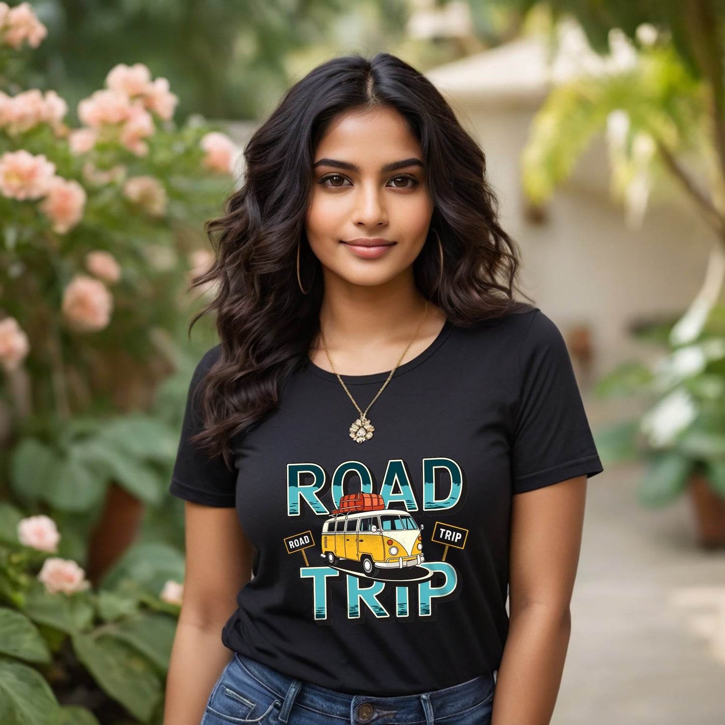 ROAD TRIP - Unisex Round Neck Regular Fit 100% Combed Cotton Half Sleeve T-Shirt - Mojilo Mart