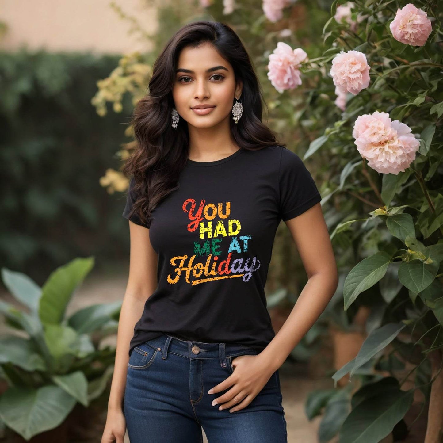 You HAD ME AT Holiday - Unisex Round Neck Regular Fit 100% Combed Cotton Half Sleeve T-Shirt - Mojilo Mart