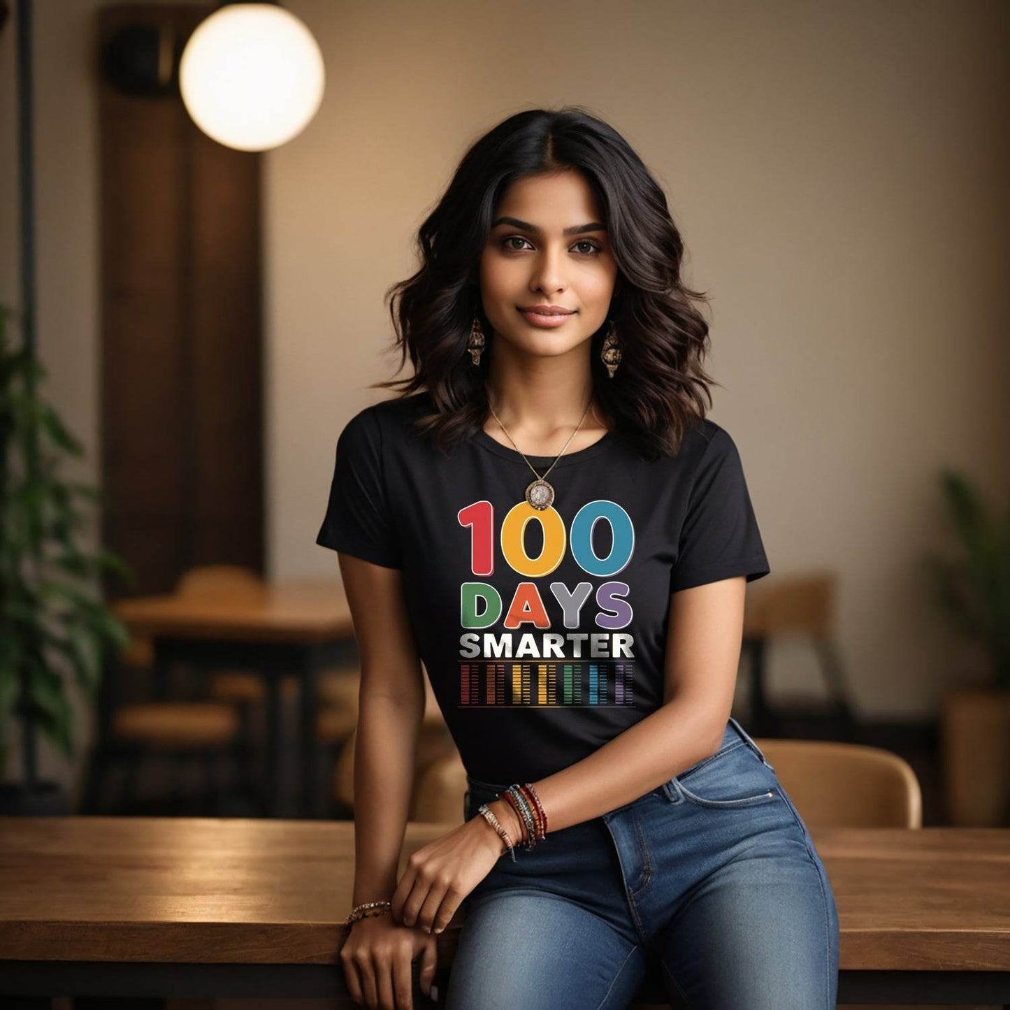 100 DAYS SMARTER - Unisex Round Neck Regular Fit 100% Combed Cotton Half Sleeve T-Shirt - Mojilo Mart