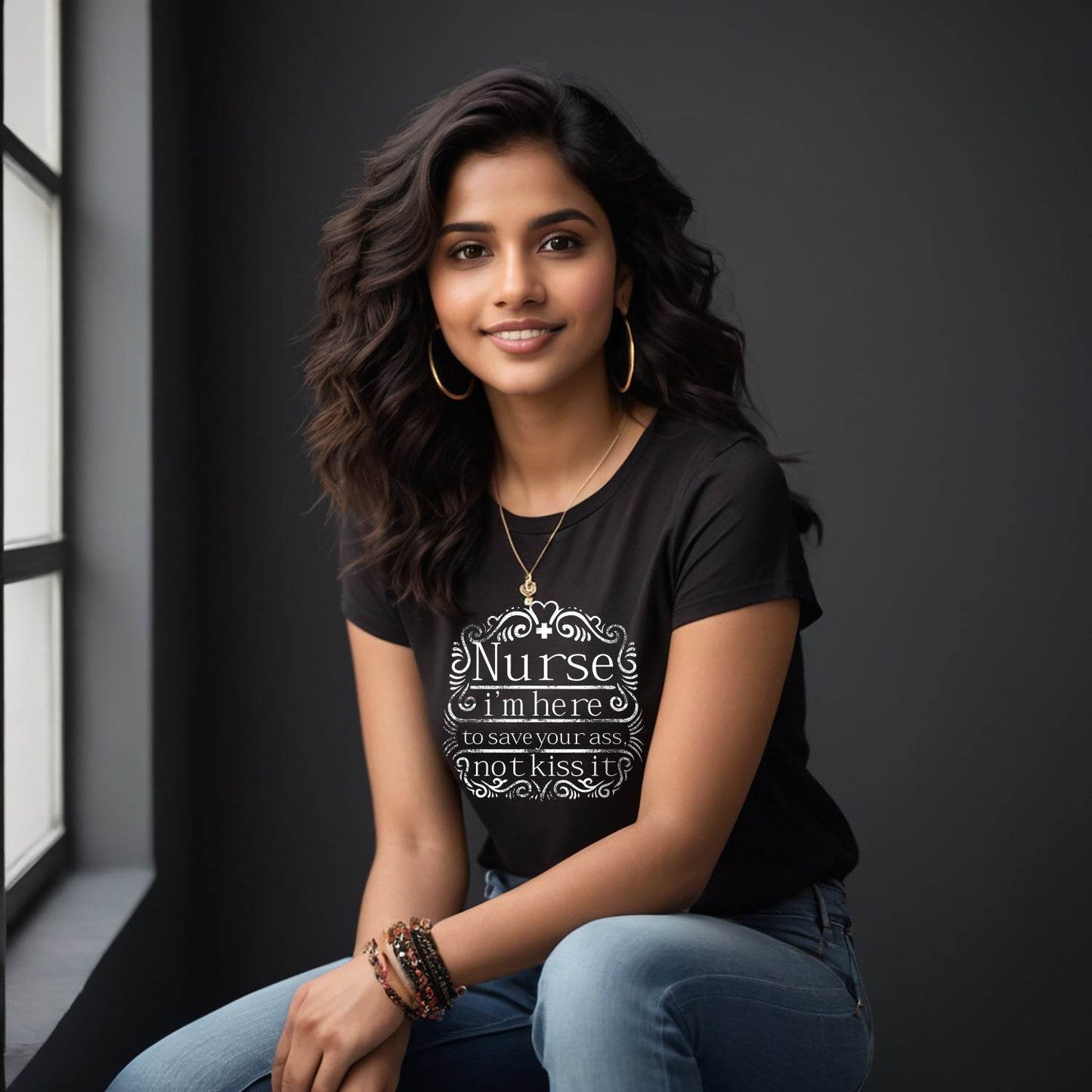 Nurse i'm here to save your ass not kiss it - Unisex Round Neck Regular Fit 100% Combed Cotton Half Sleeve T-Shirt - Mojilo Mart