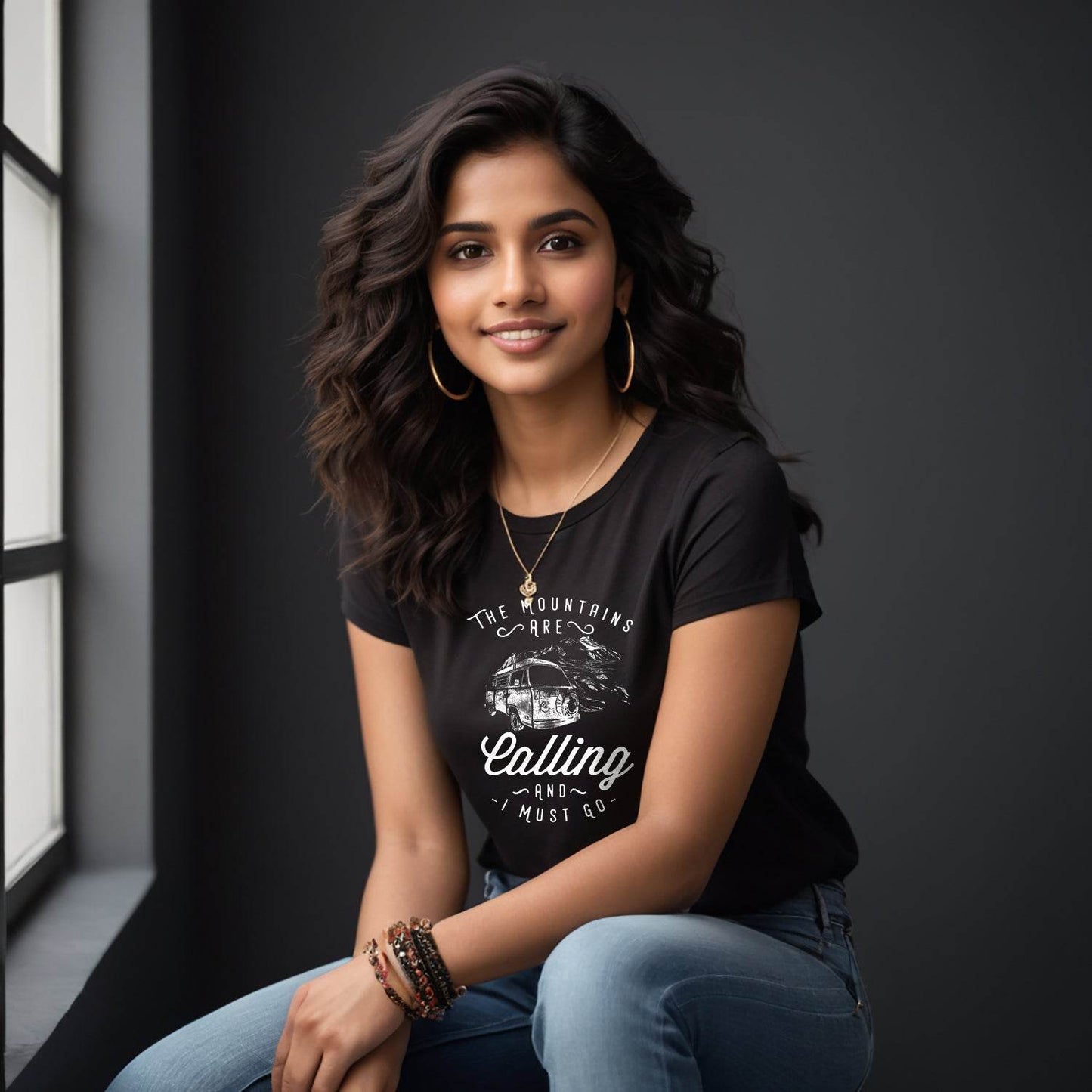 THE MOUNTAINS ARE Calling AND MUST GO - Unisex Round Neck Regular Fit 100% Combed Cotton Half Sleeve T-Shirt - Mojilo Mart