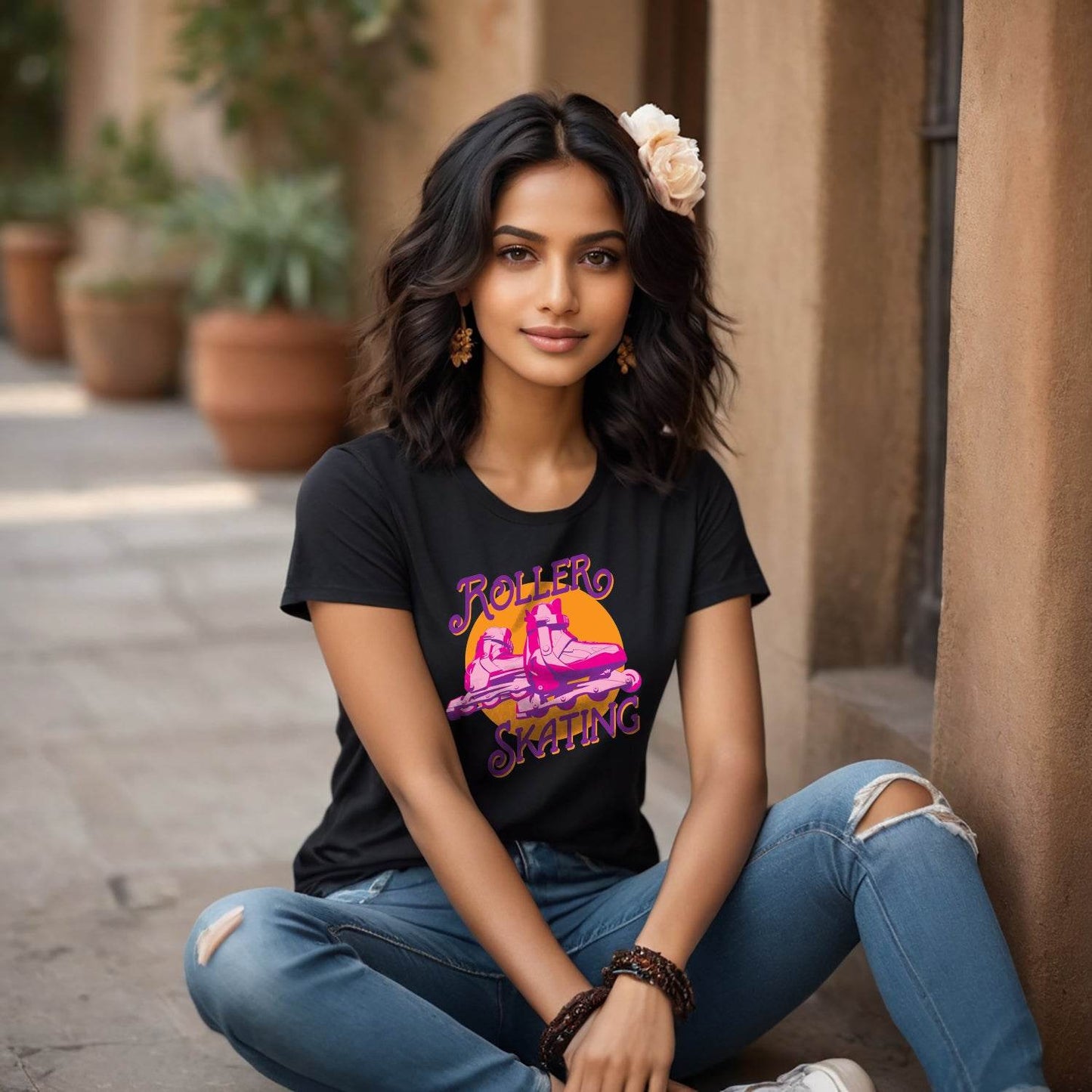 ROLLER SKATING - Unisex Round Neck Regular Fit 100% Combed Cotton Half Sleeve T-Shirt - Mojilo Mart