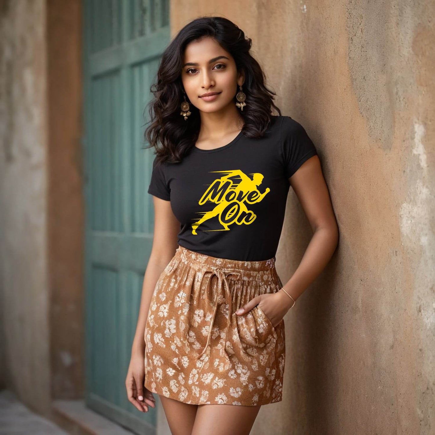 Move On - Unisex Round Neck Regular Fit 100% Combed Cotton Half Sleeve T-Shirt - Mojilo Mart