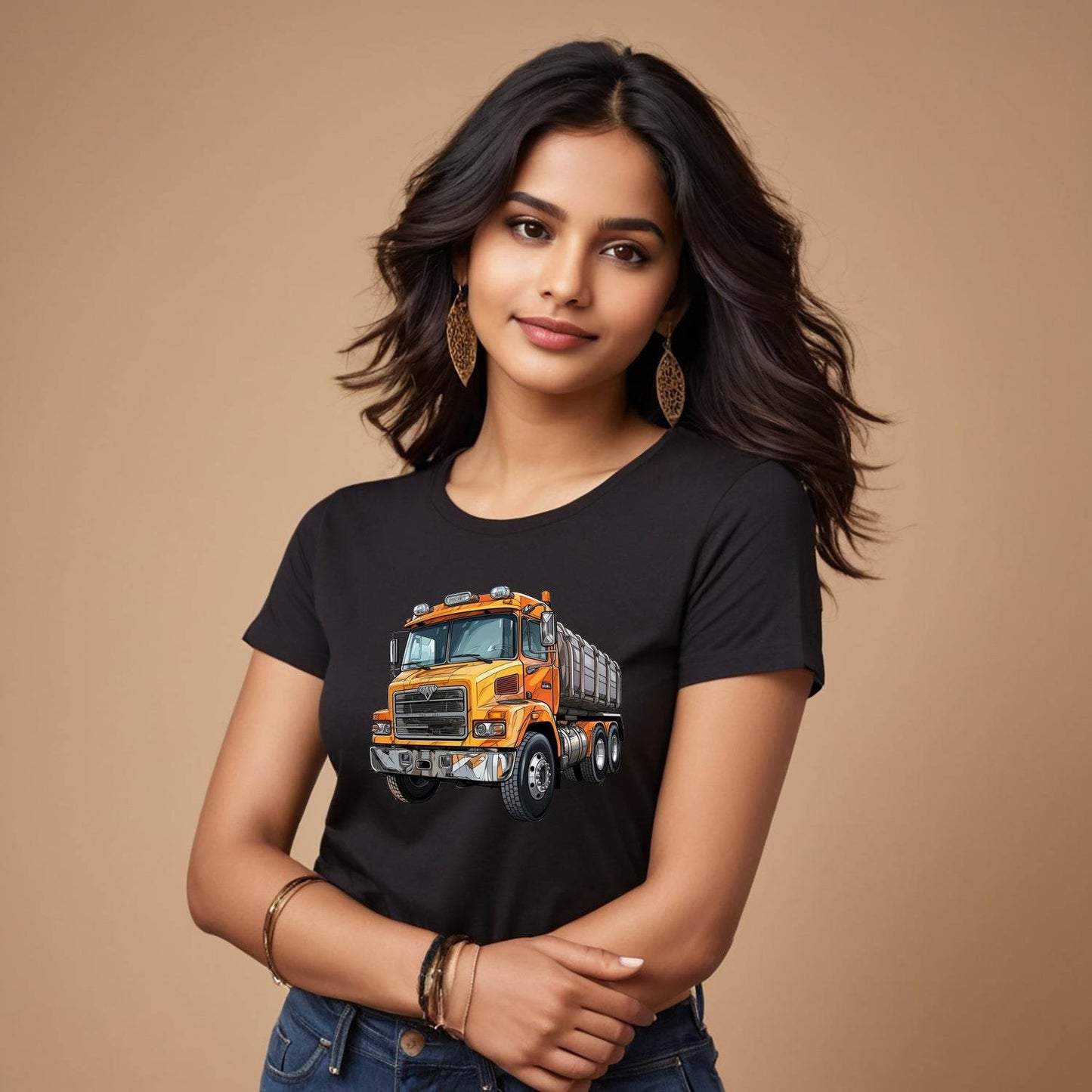 Dump Truck - Unisex Round Neck Regular Fit 100% Combed Cotton Half Sleeve T-Shirt - Mojilo Mart