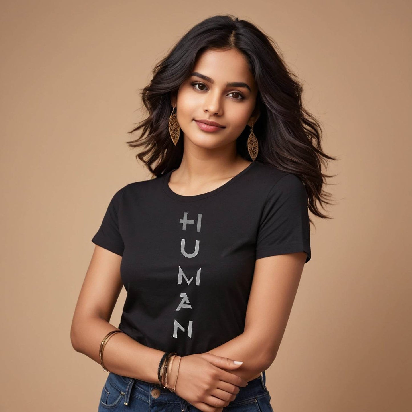 HUMAN - Unisex Round Neck Regular Fit 100% Combed Cotton Half Sleeve T-Shirt - Mojilo Mart