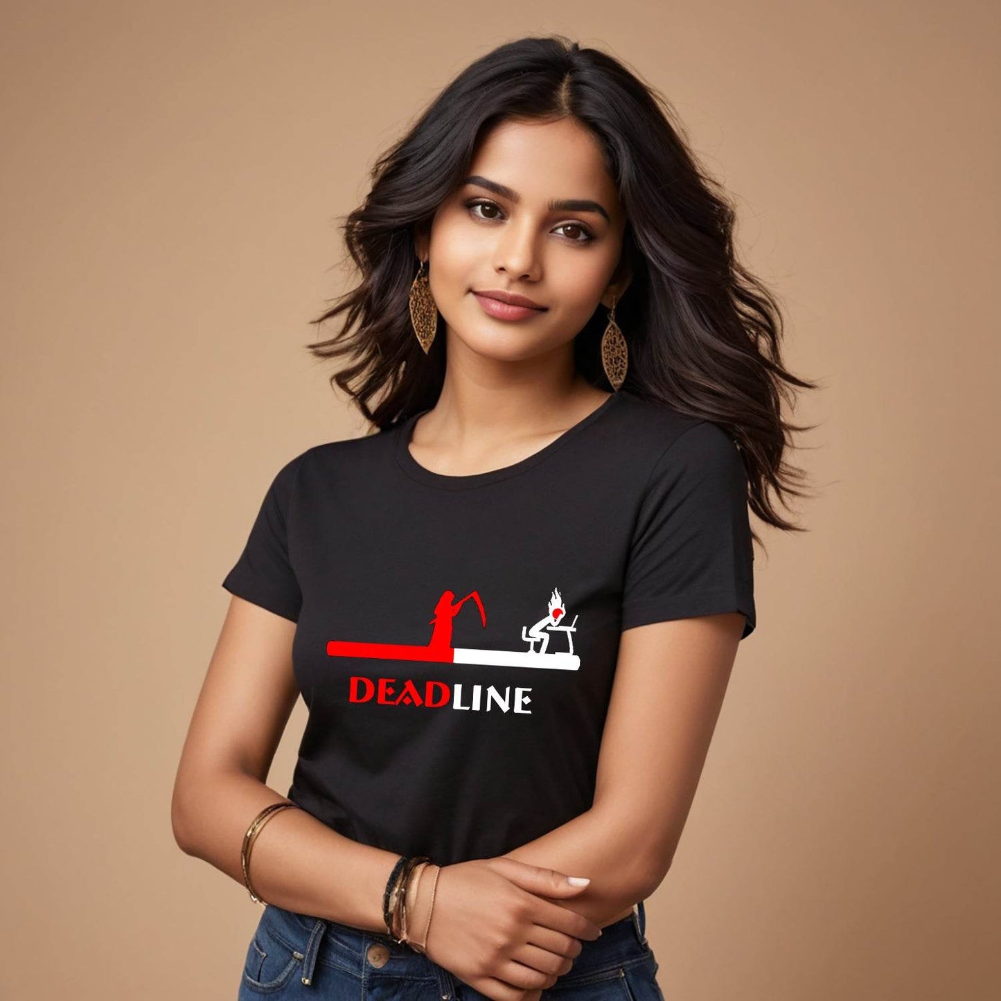DEAD LINE - Unisex Round Neck Regular Fit 100% Combed Cotton Half Sleeve T-Shirt - Mojilo Mart