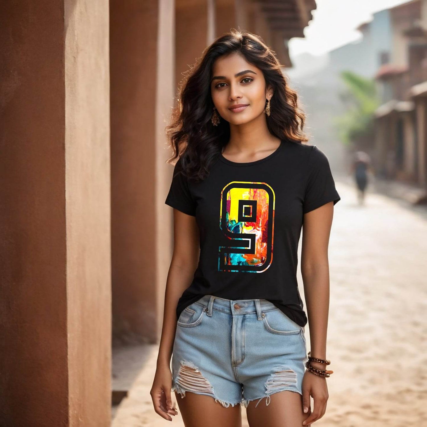 Number 9 - Unisex Round Neck Regular Fit 100% Combed Cotton Half Sleeve T-Shirt - Mojilo Mart